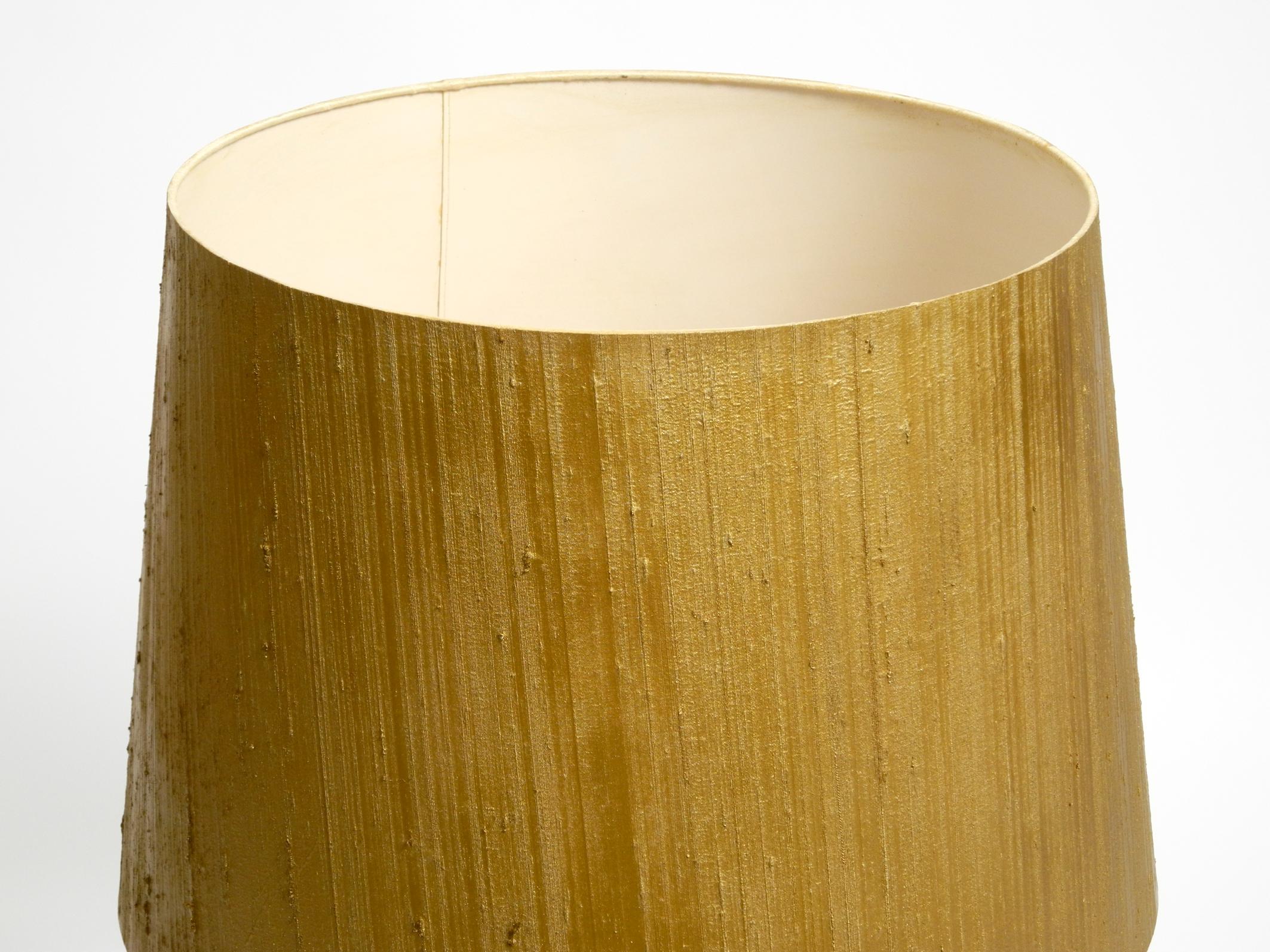 70s Putzler table lamp with illuminated glass body and shade made of dupion silk For Sale 12