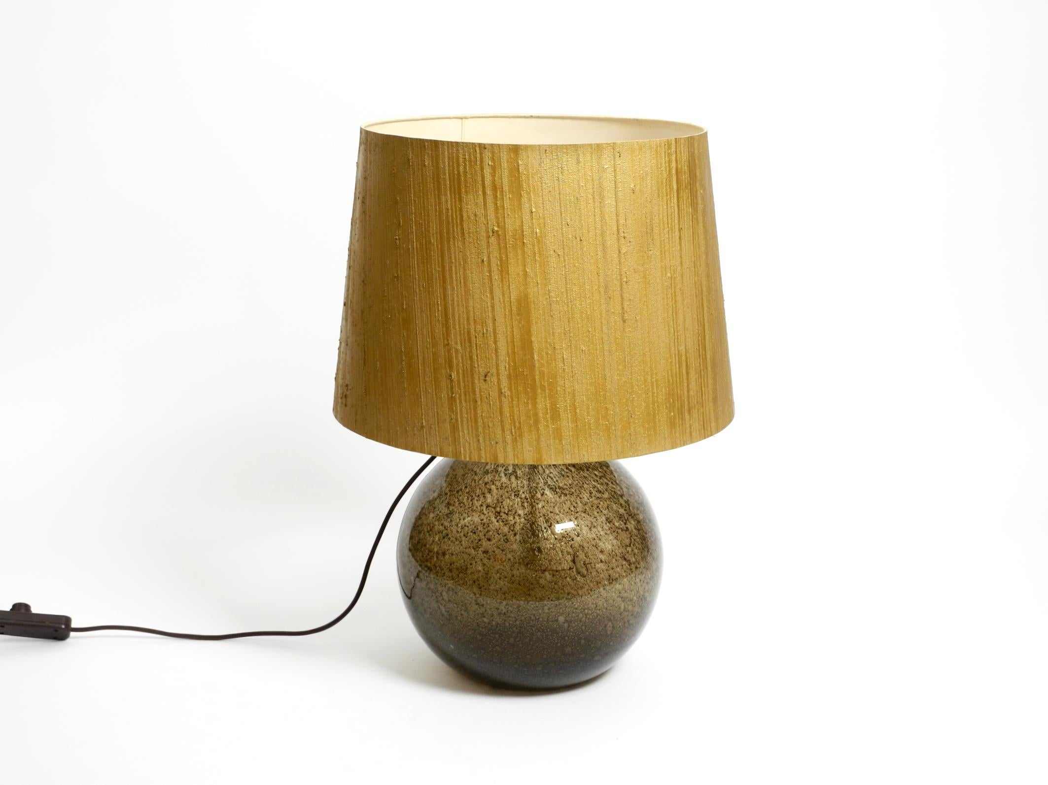 Mid-Century Modern 70s Putzler table lamp with illuminated glass body and shade made of dupion silk For Sale
