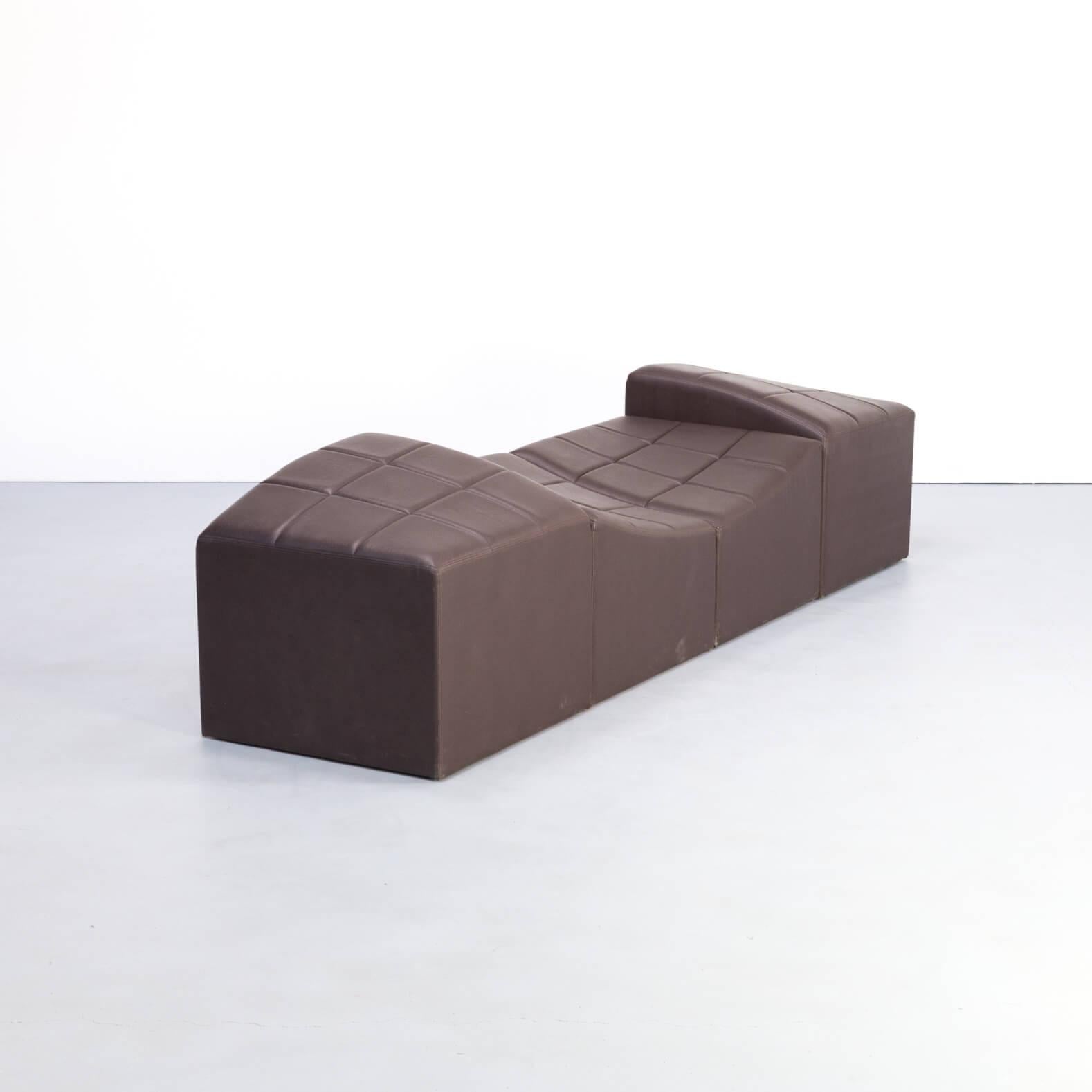 Very rare modular sofa, daybed in brown leatherette. The combination options are innumerable and in each position this design shows it's attractive power.