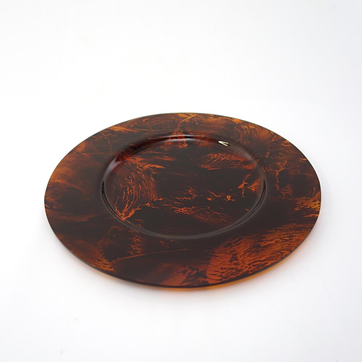 70s Rare Octagonal Faux Tortoise Tray with Four Round Plates Attributed to Dior For Sale 1