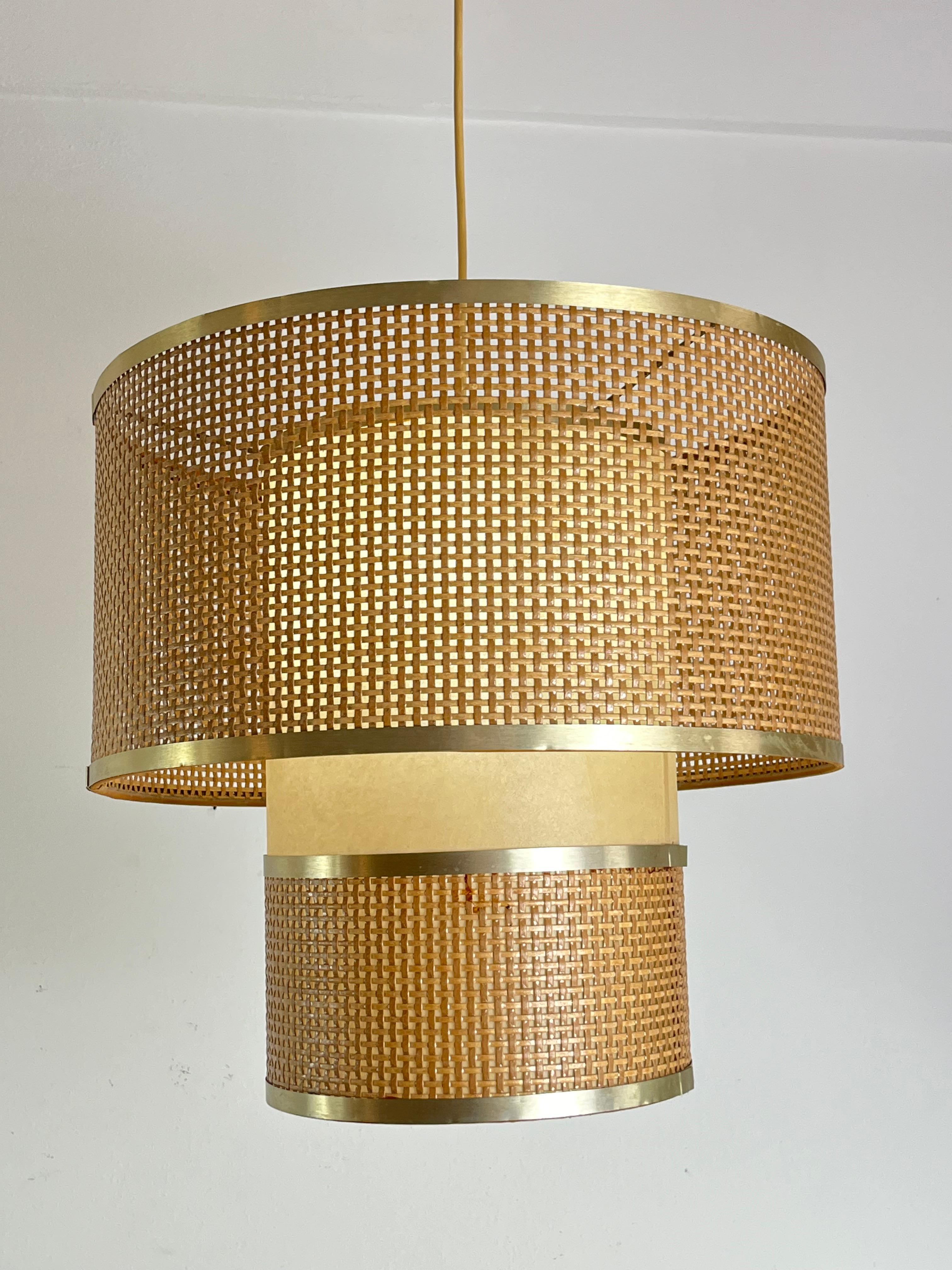 Lampadario in rattan anni '70 Design italiano In condizioni buone in vendita a Palermo, IT