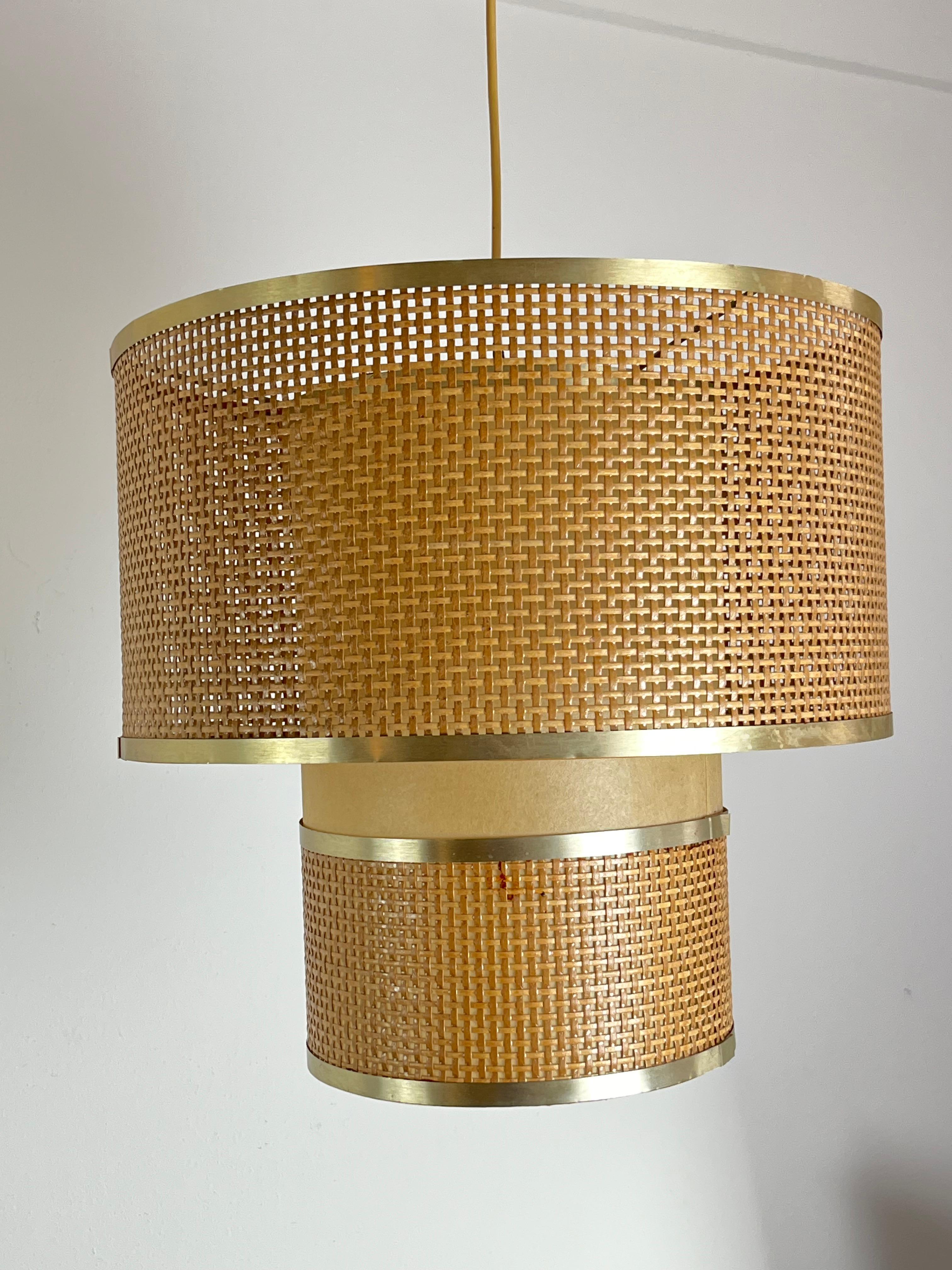 Lampadario in rattan anni '70 Design italiano in vendita 2