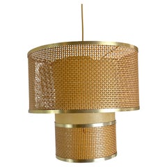 Lustre en rotin des années 70 Design italien