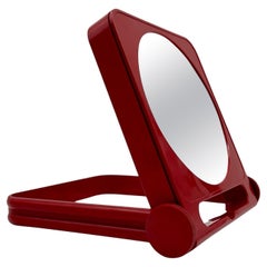 70s Red Dual Mirror by Roberto Maderna for GEDY - Italian Portable Mirror