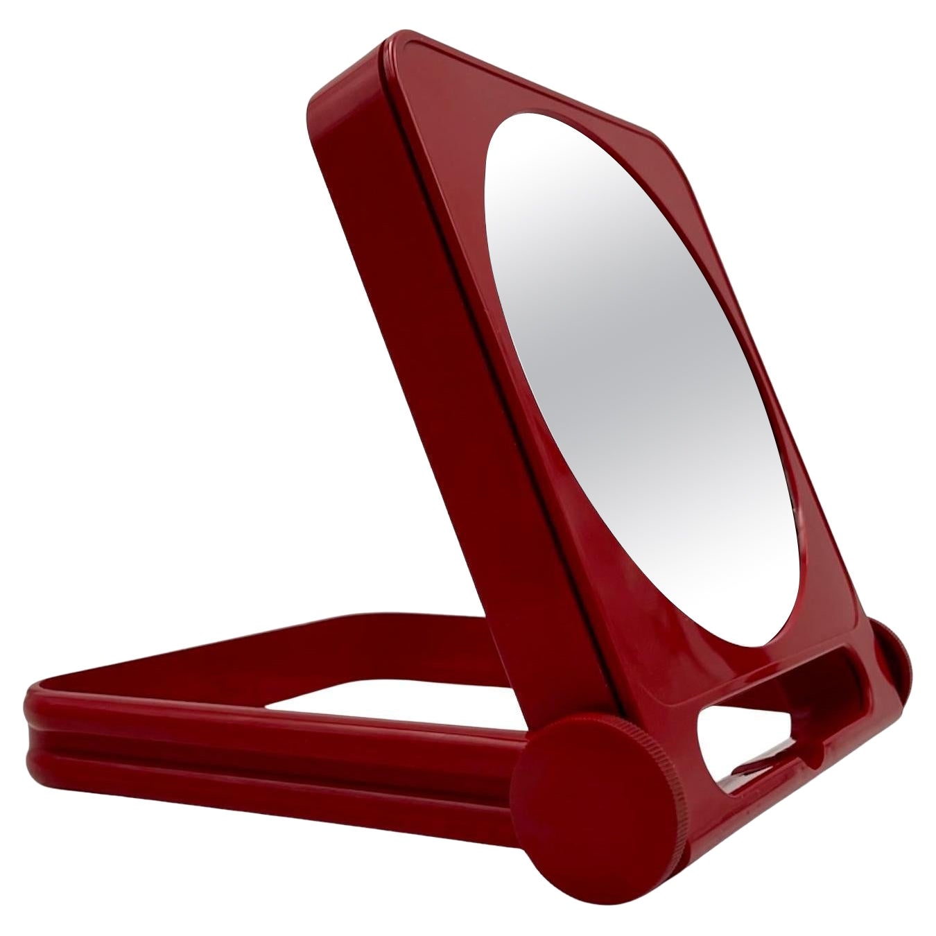 Miroir double rouge des années 70 par Roberto Maderna pour GEDY - Miroir portable italien en vente