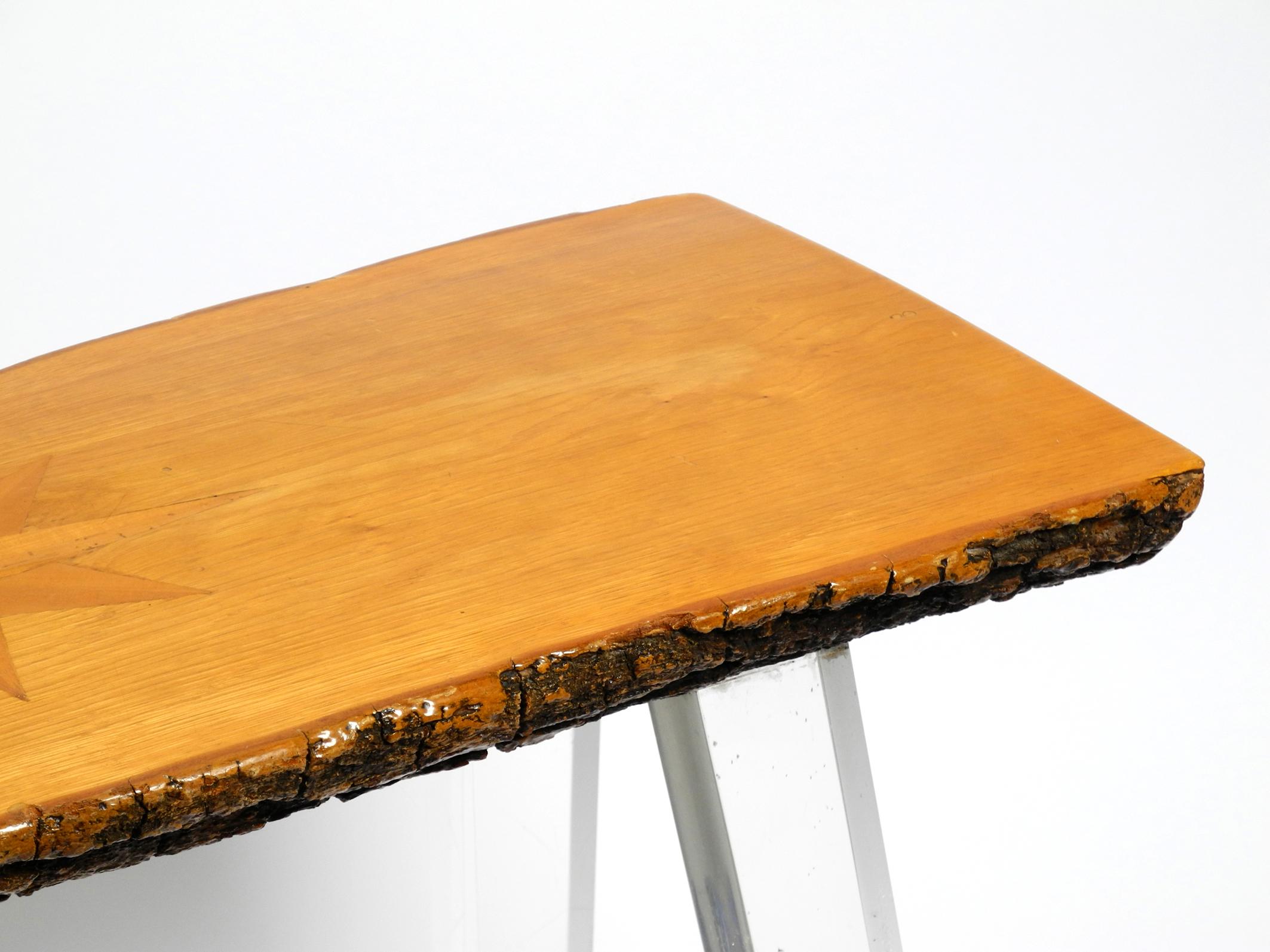 70s Regency Side Coffee Table Made of a Thick Tree Slice and Plexiglass Legs For Sale 9