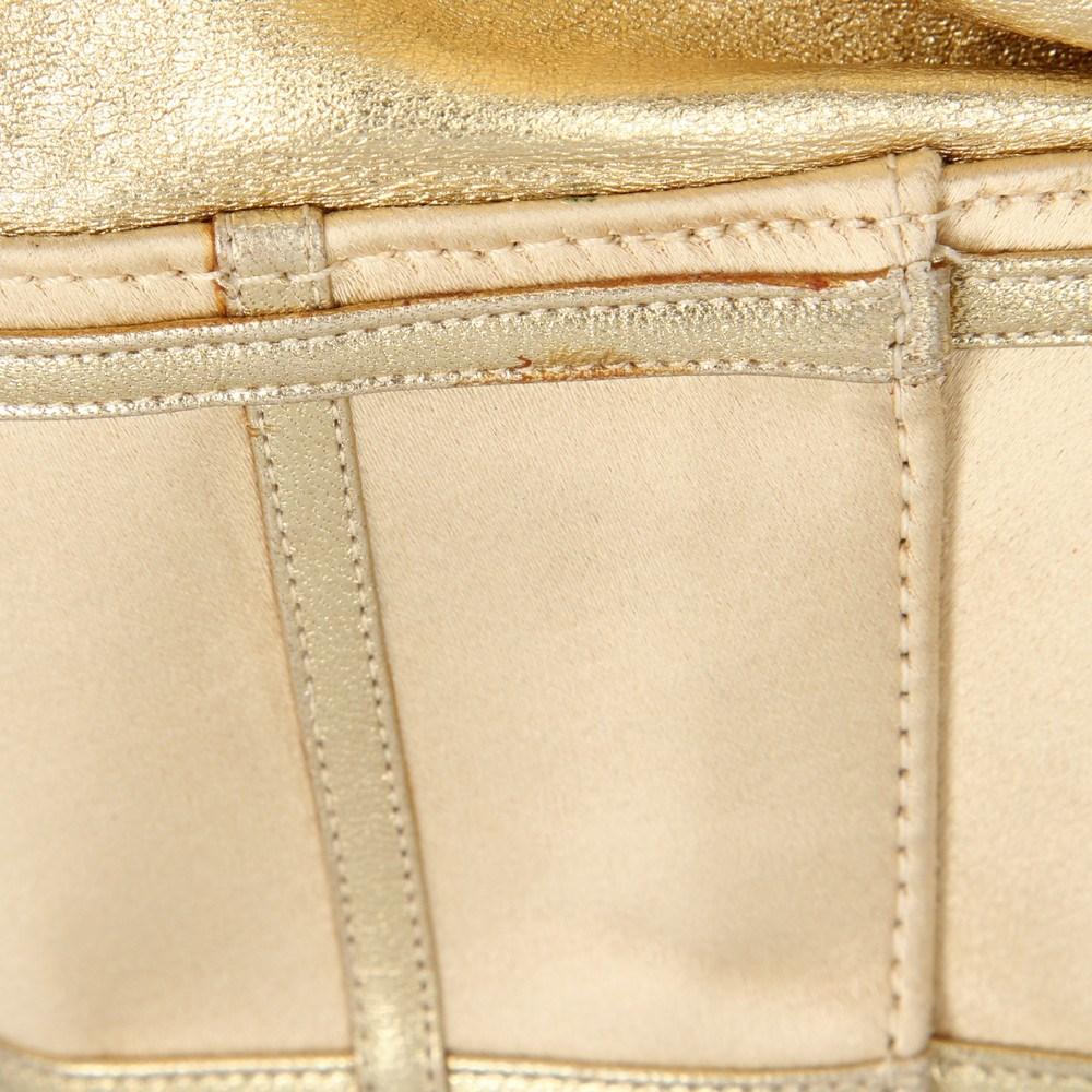 Women's 70s René Caovilla Vintage gold-tone leather bucket bag with silk satin details