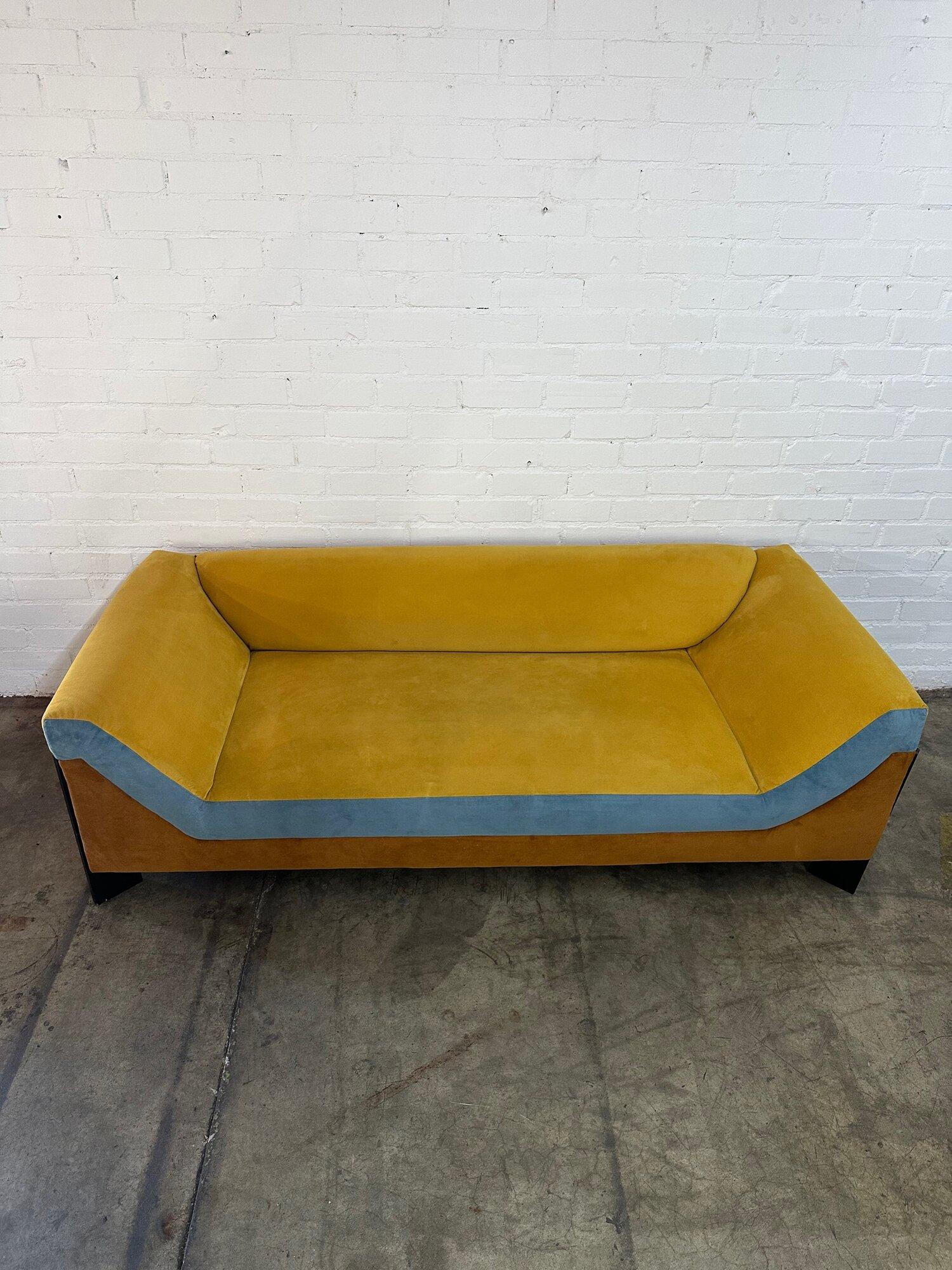 Fabric 70s Retro Style “Open Arms Sofa” - AS IS