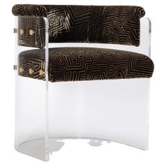 70’s Retro Style Space Age Acrylic Dining Chair, Dedar Velvet Upholstery