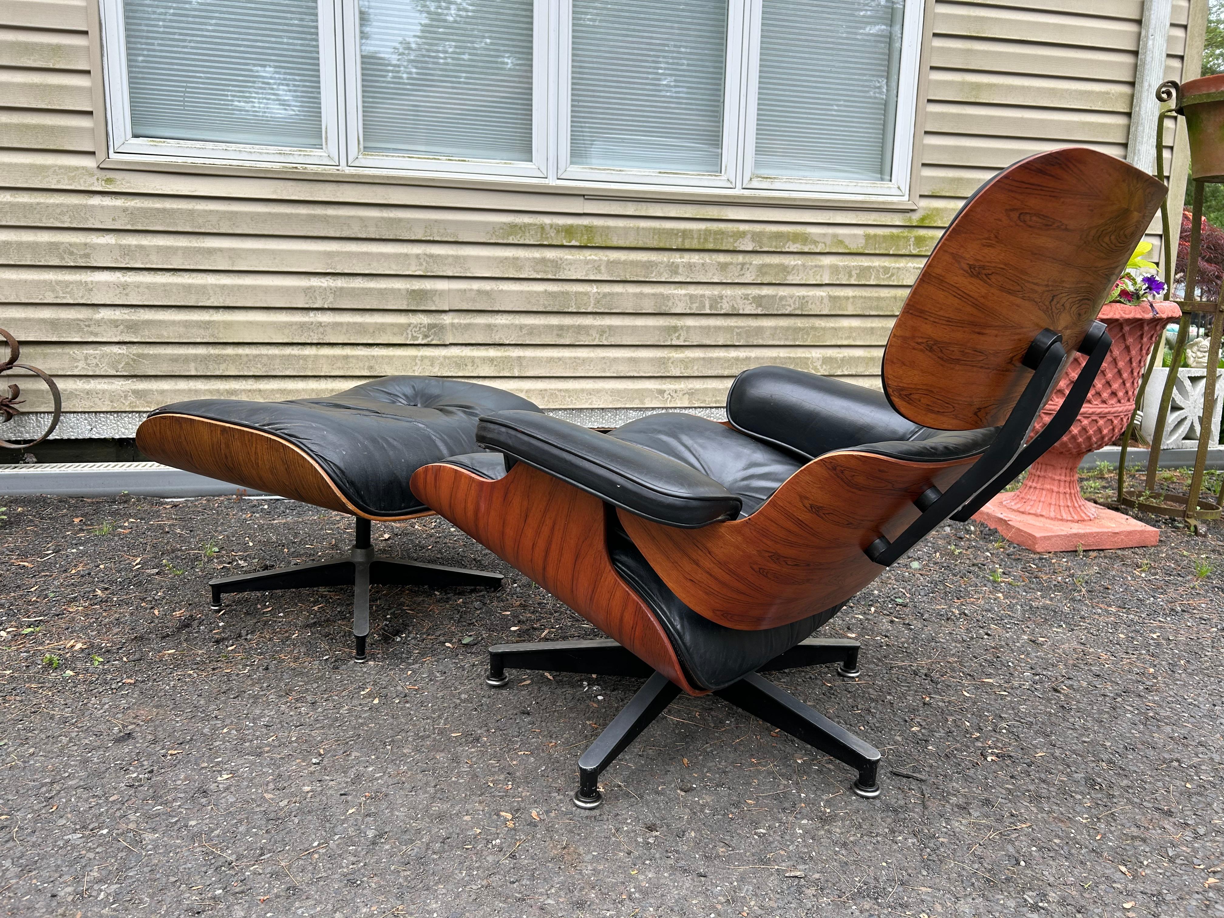 Aluminum 70's Rosewood Eames Lounge Chair & Ottoman For Herman Miller For Sale