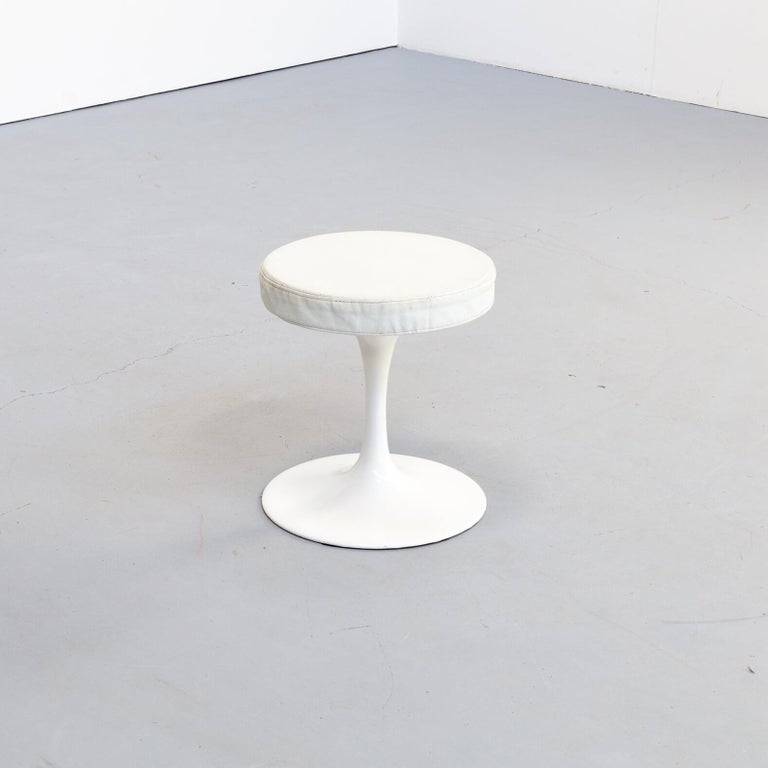 1970s Rudi Bonzanini White Metal and Leather Stool For Sale at 1stDibs