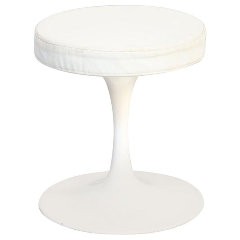 1970s Rudi Bonzanini White Metal and Leather Stool For Sale at 1stDibs