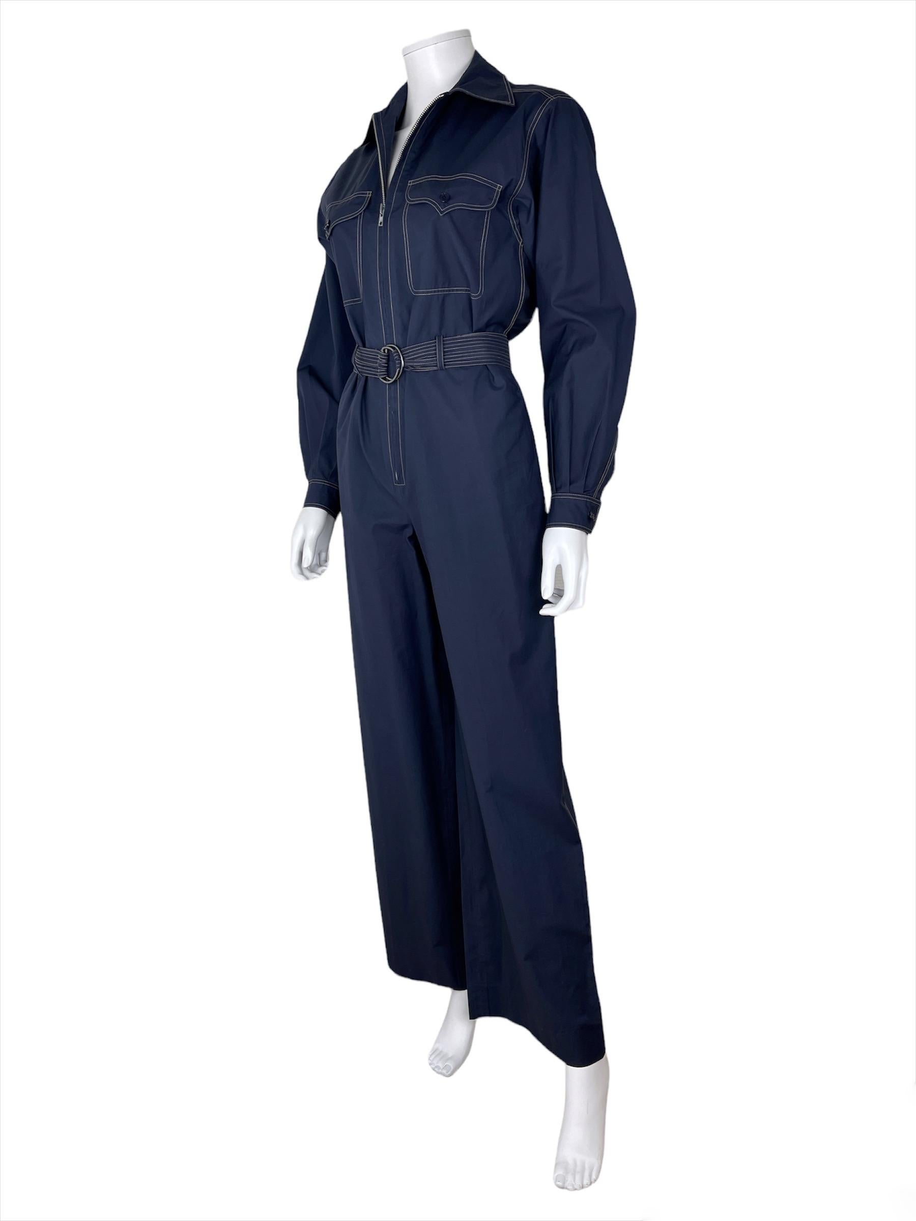 blue 70s jumpsuit