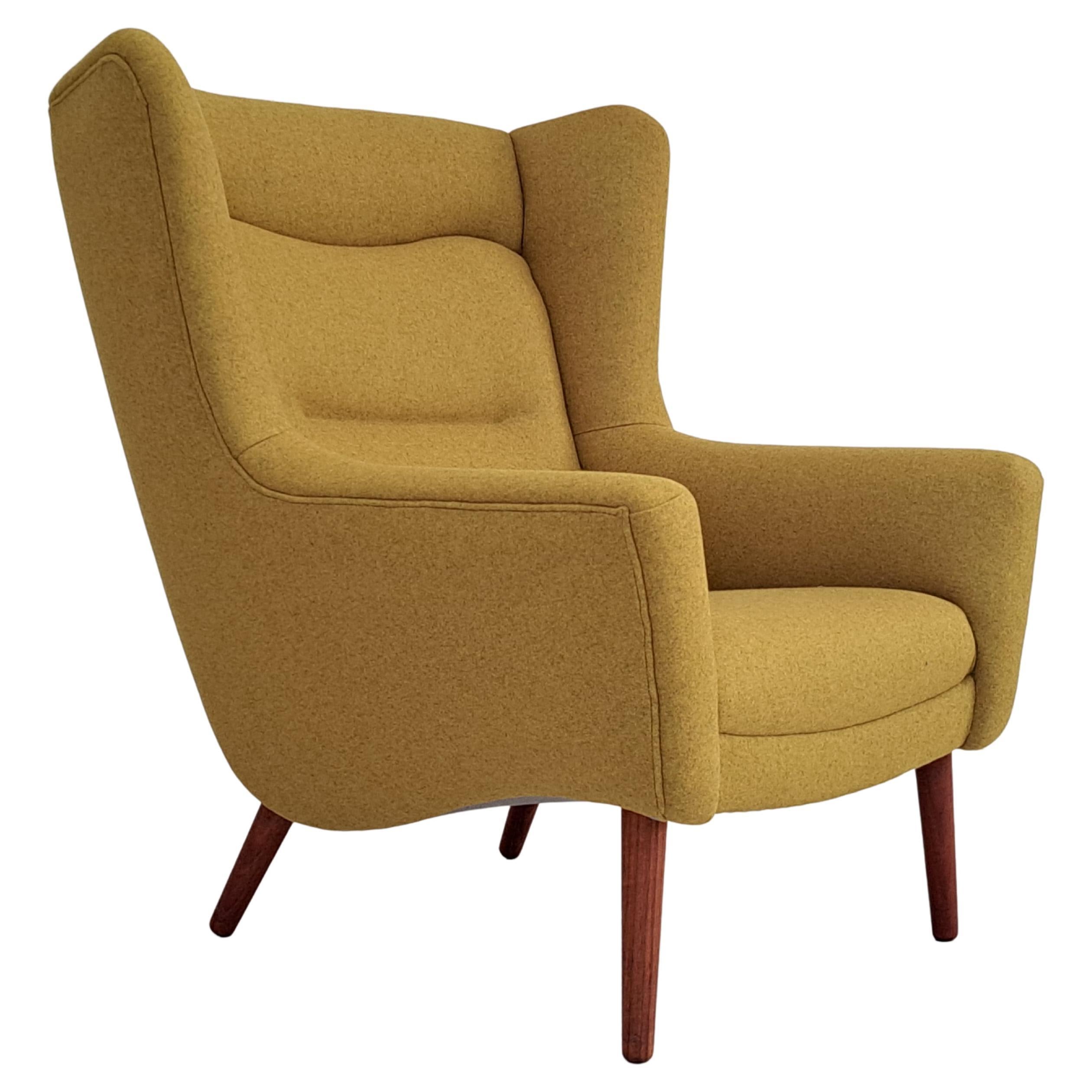 Scandinavian Modern High Back Teak Armchair Newly Restored at 1stDibs