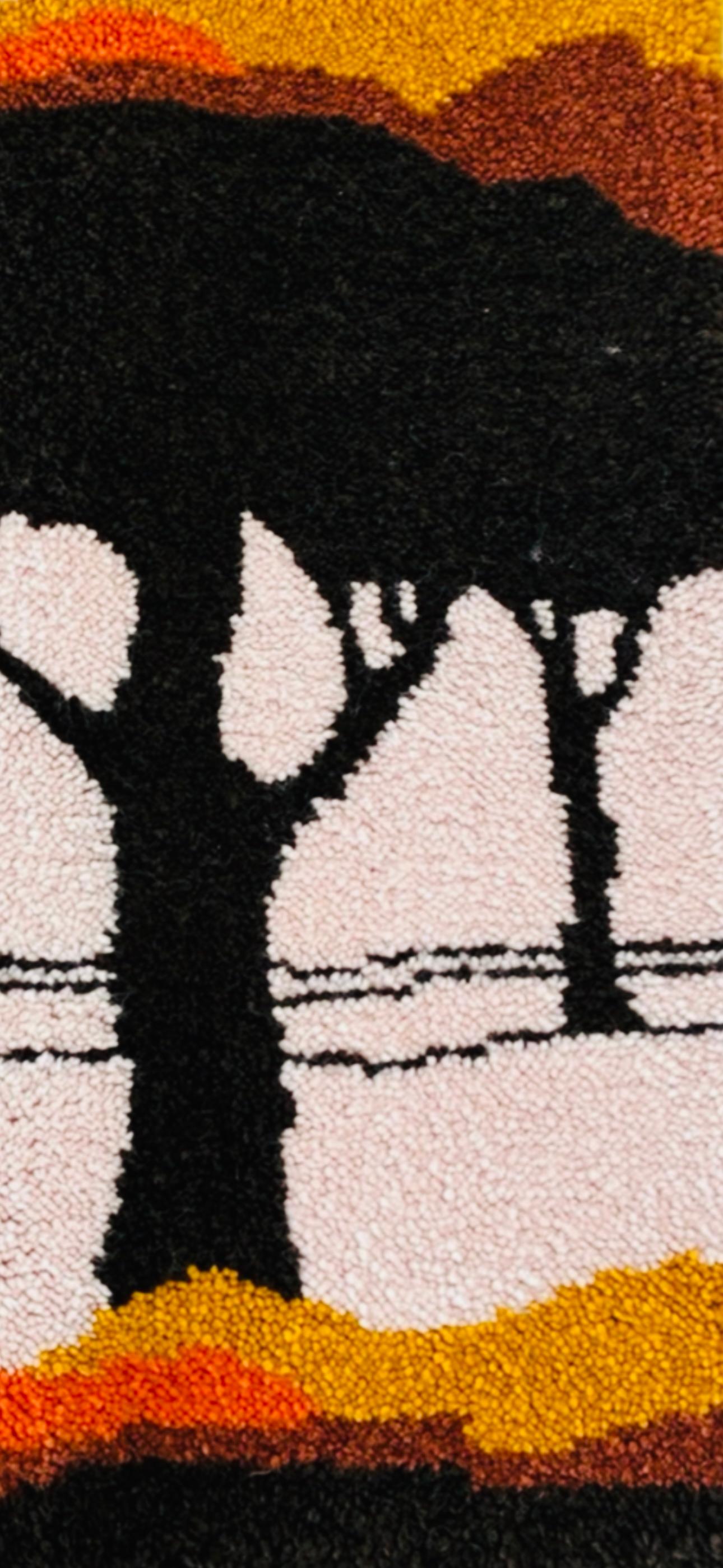 70er Jahre skandinavischen Marimekko abstrakte Landschaft Rya wie Teppich Wandkunst hängend (Moderne der Mitte des Jahrhunderts) im Angebot