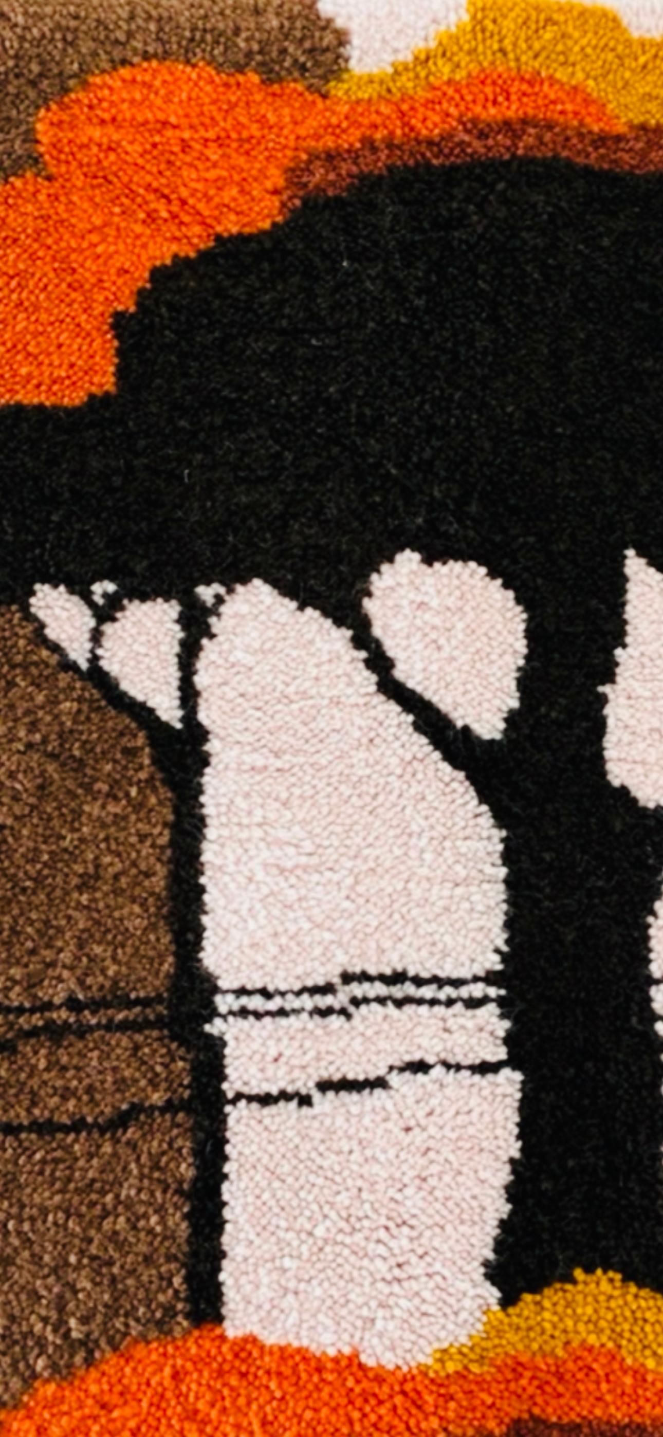 70er Jahre skandinavischen Marimekko abstrakte Landschaft Rya wie Teppich Wandkunst hängend (Finnisch) im Angebot