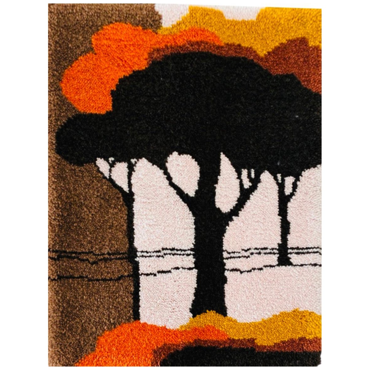 70er Jahre skandinavischen Marimekko abstrakte Landschaft Rya wie Teppich Wandkunst hängend im Angebot