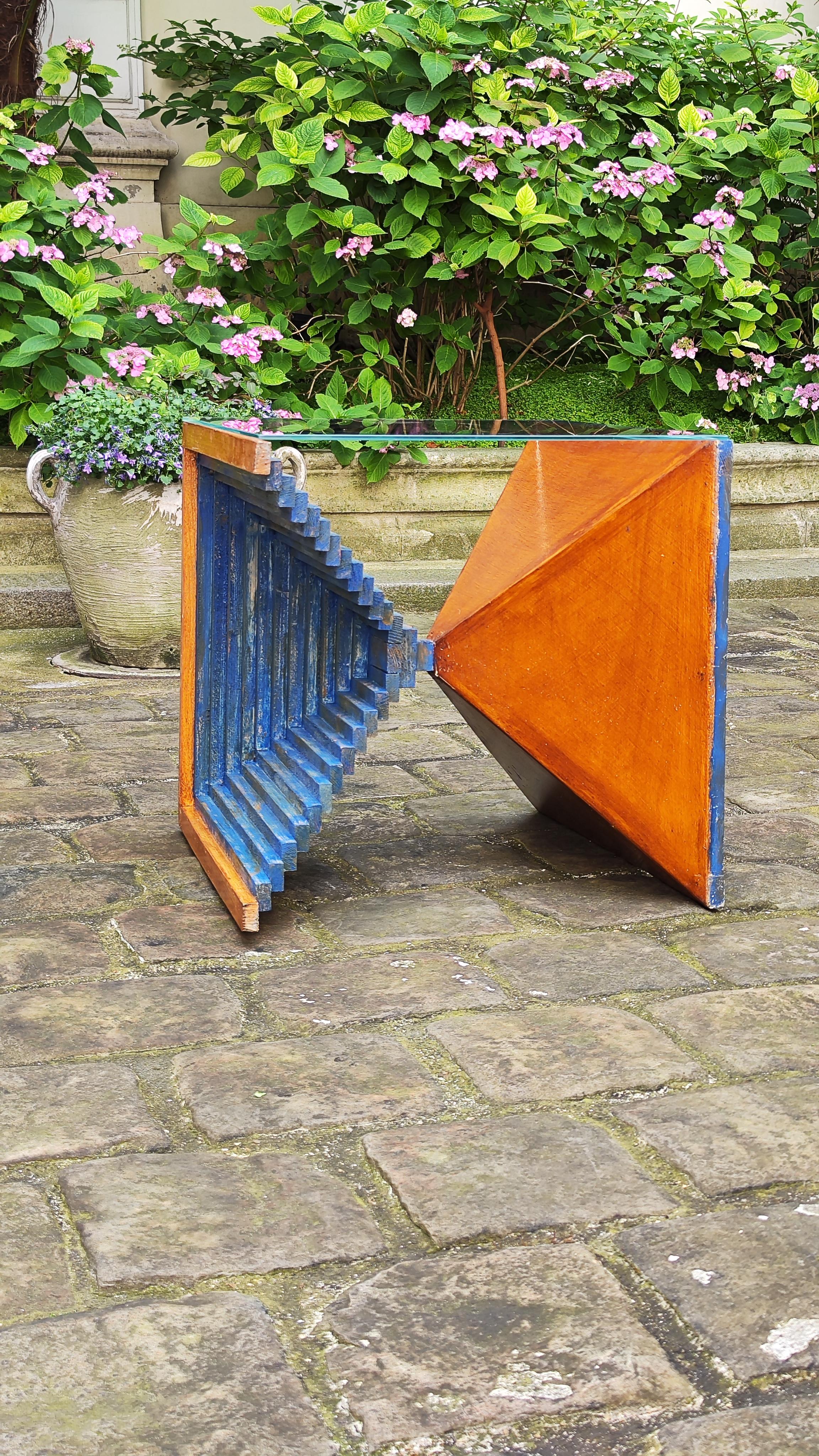 Table basse en bois sculpté des années 50, Brutaliste et Minimaliste, France, 1950 en vente 6