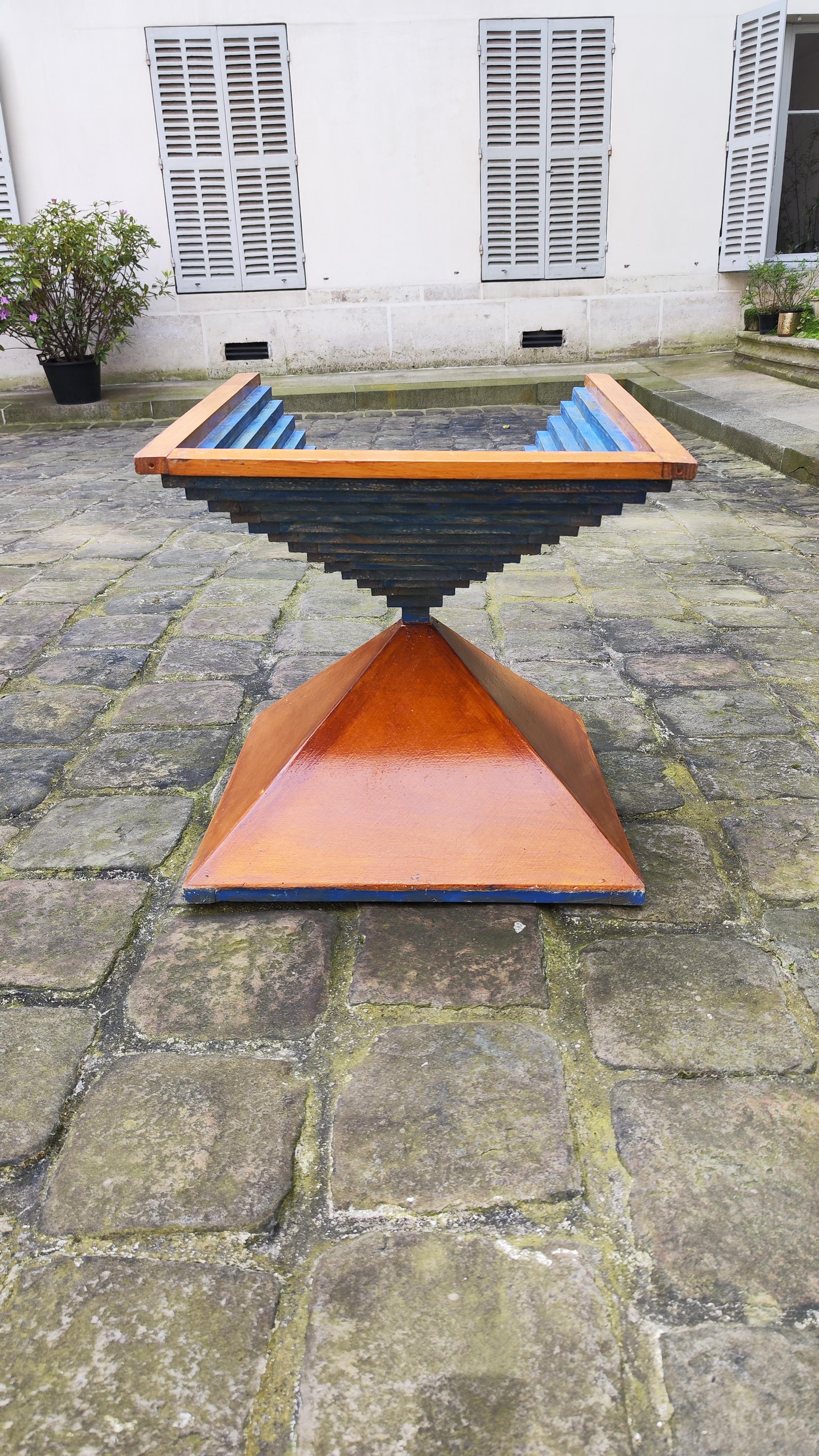 Table basse en bois sculpté des années 50, Brutaliste et Minimaliste, France, 1950 en vente 12