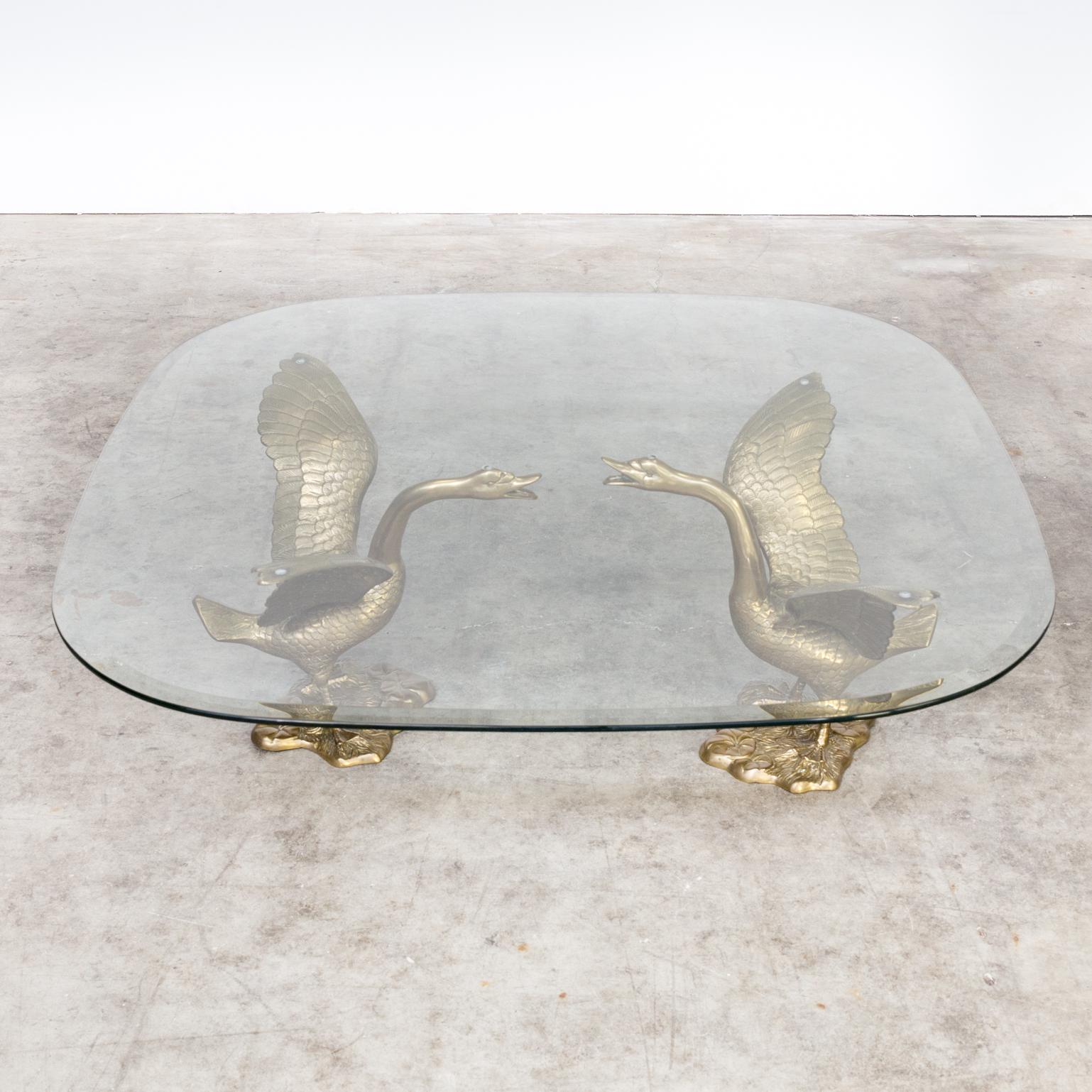 Late 20th Century 1970s Sculptural ‘goose’ Coffee Table with Glass Table Top For Sale