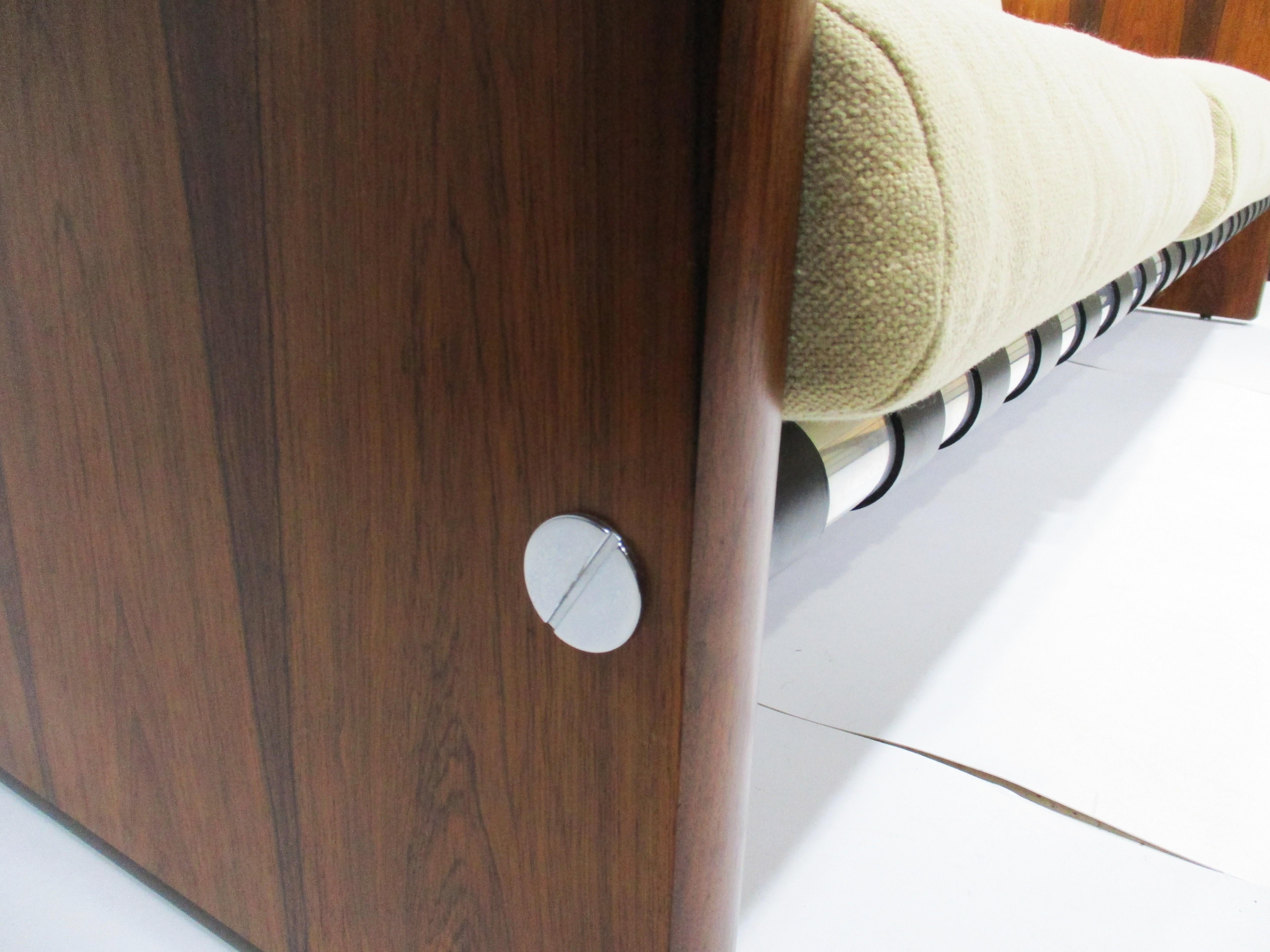 Divano Selig degli anni '70 in palissandro imbottito e con cinghie in pelle in vendita 7