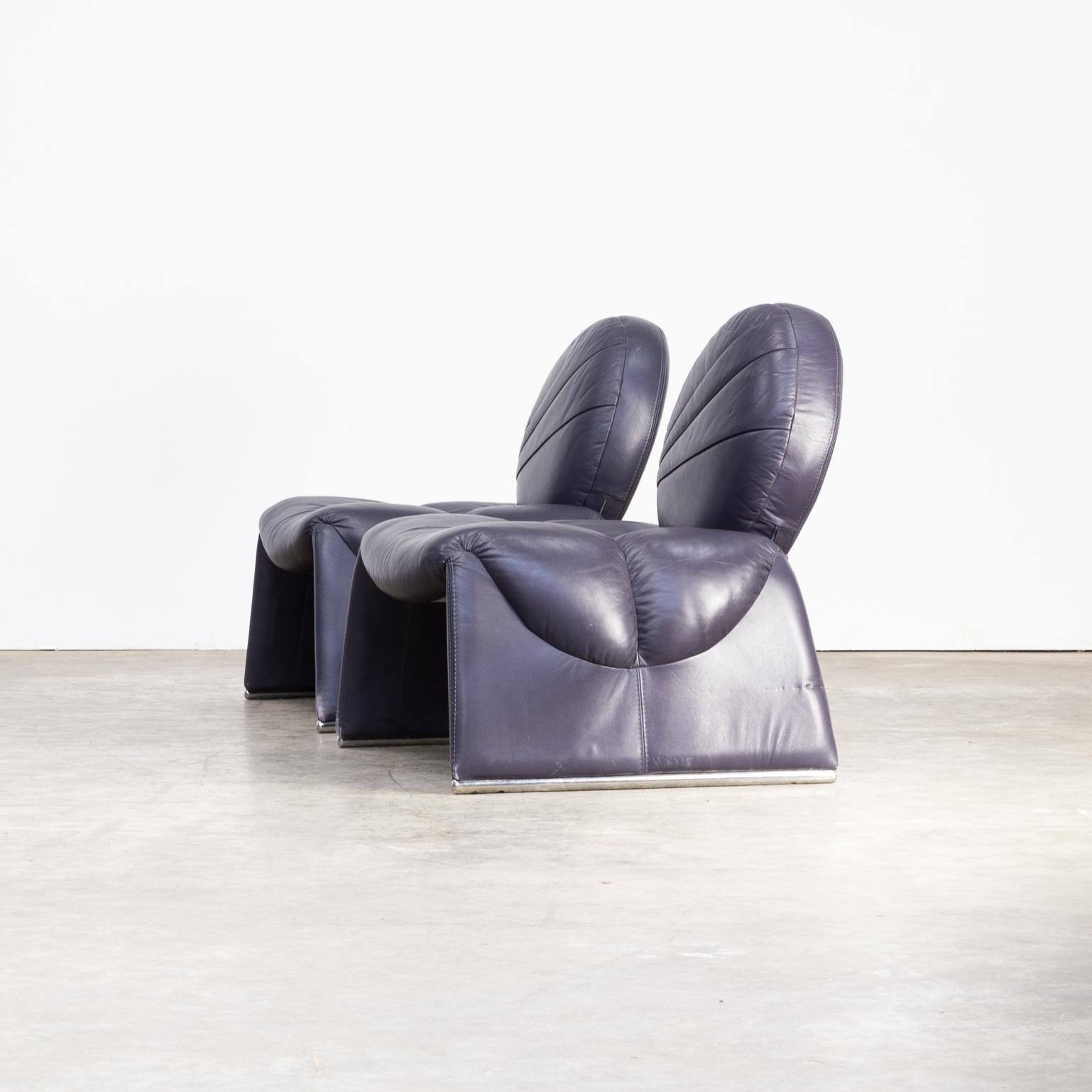 Mid-Century Modern 1970s Set of Two Leather ‘calipso c35’ Design Fauteuils For Sale