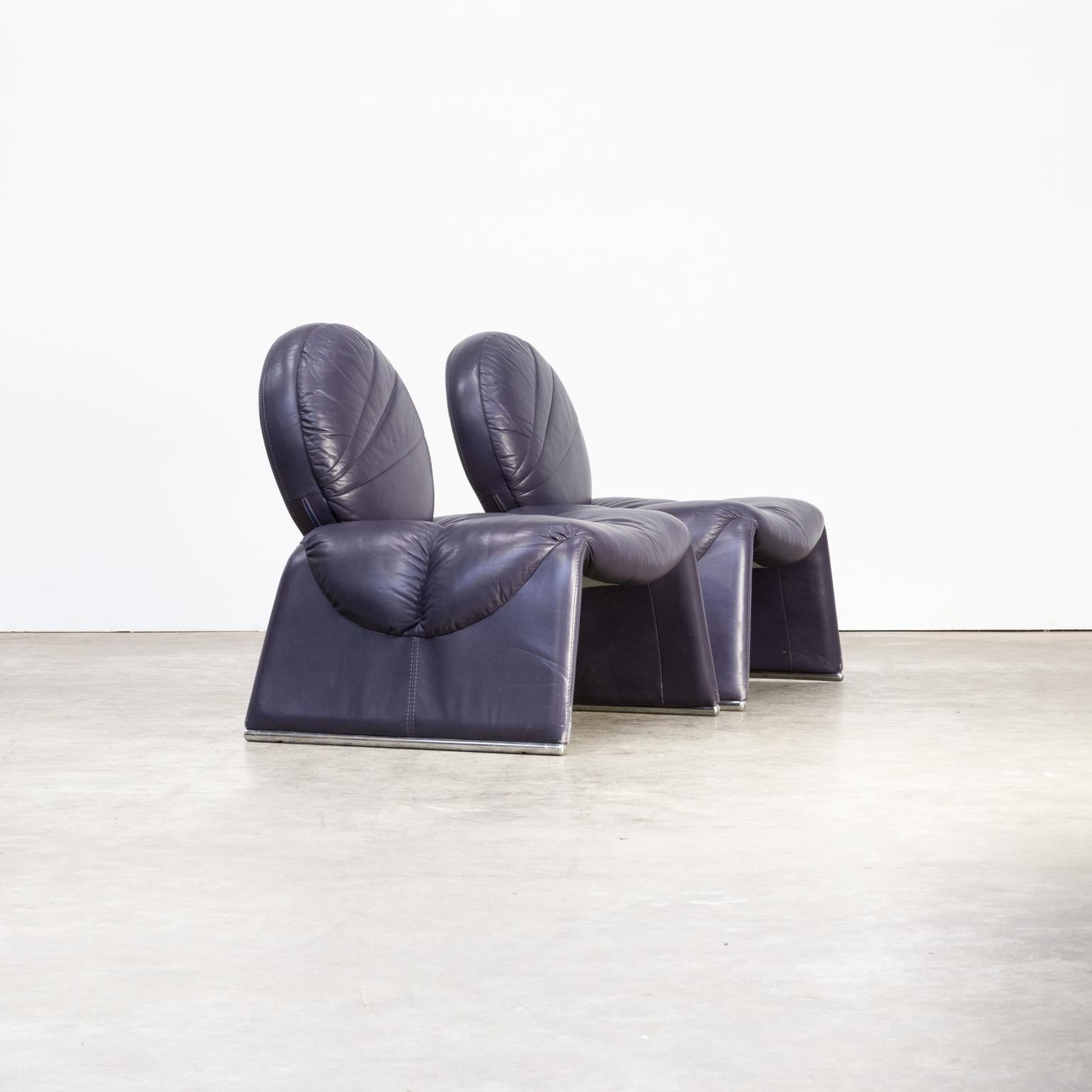 1970s Set of Two Leather ‘calipso c35’ Design Fauteuils In Good Condition For Sale In Amstelveen, Noord