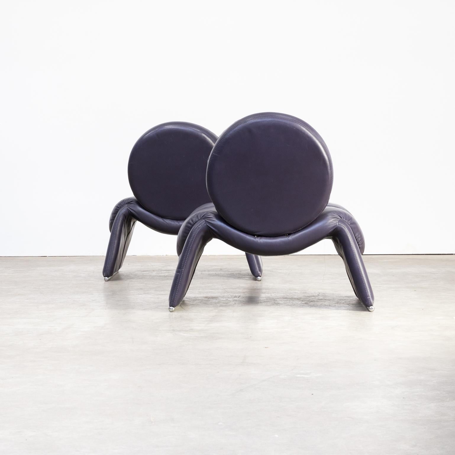 1970s Set of Two Leather ‘calipso c35’ Design Fauteuils For Sale 1