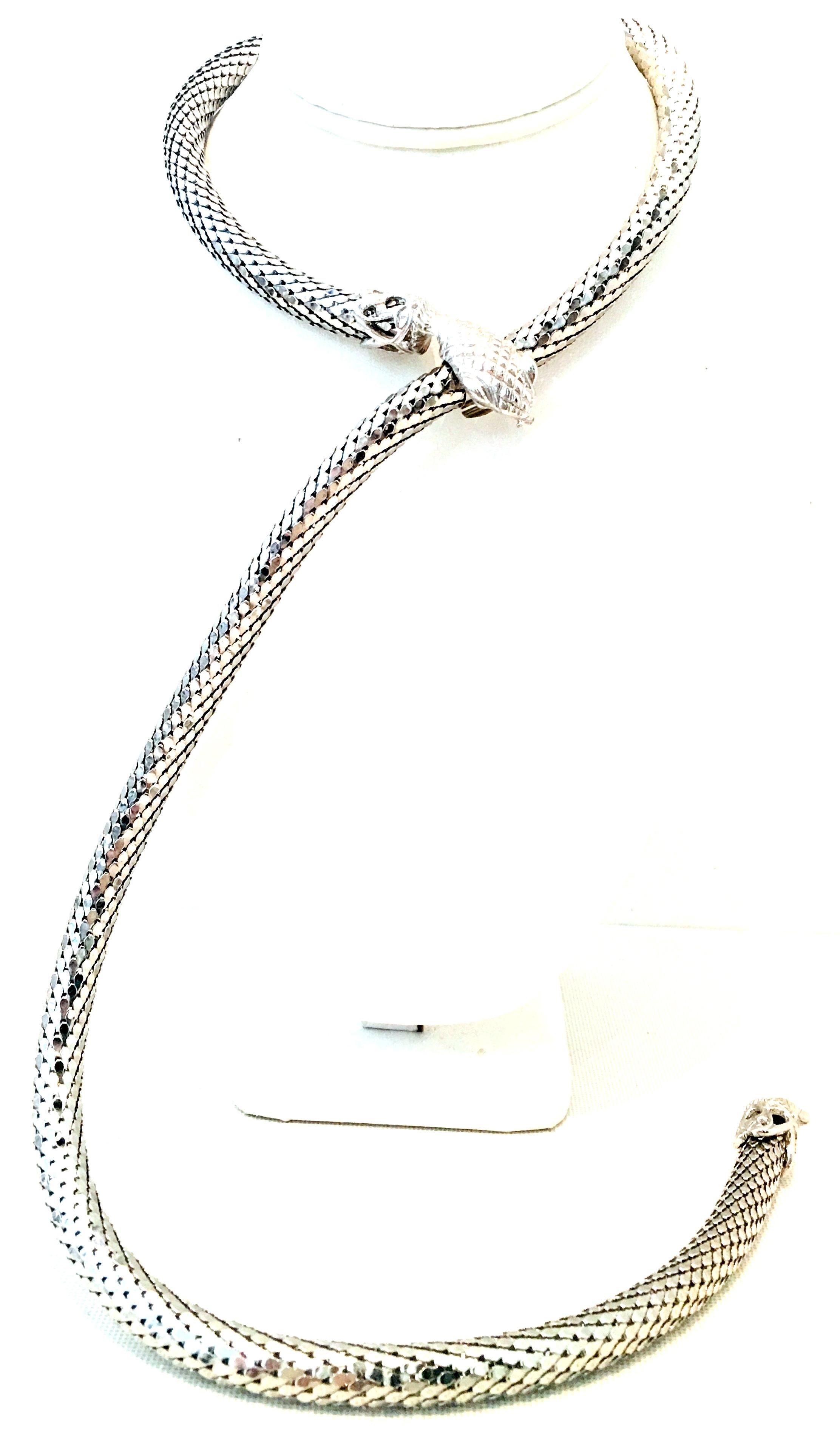 20th Century Silver Metal Mesh Snake Necklace Or Belt By, Whiting & Davis. This iconic and classic 33