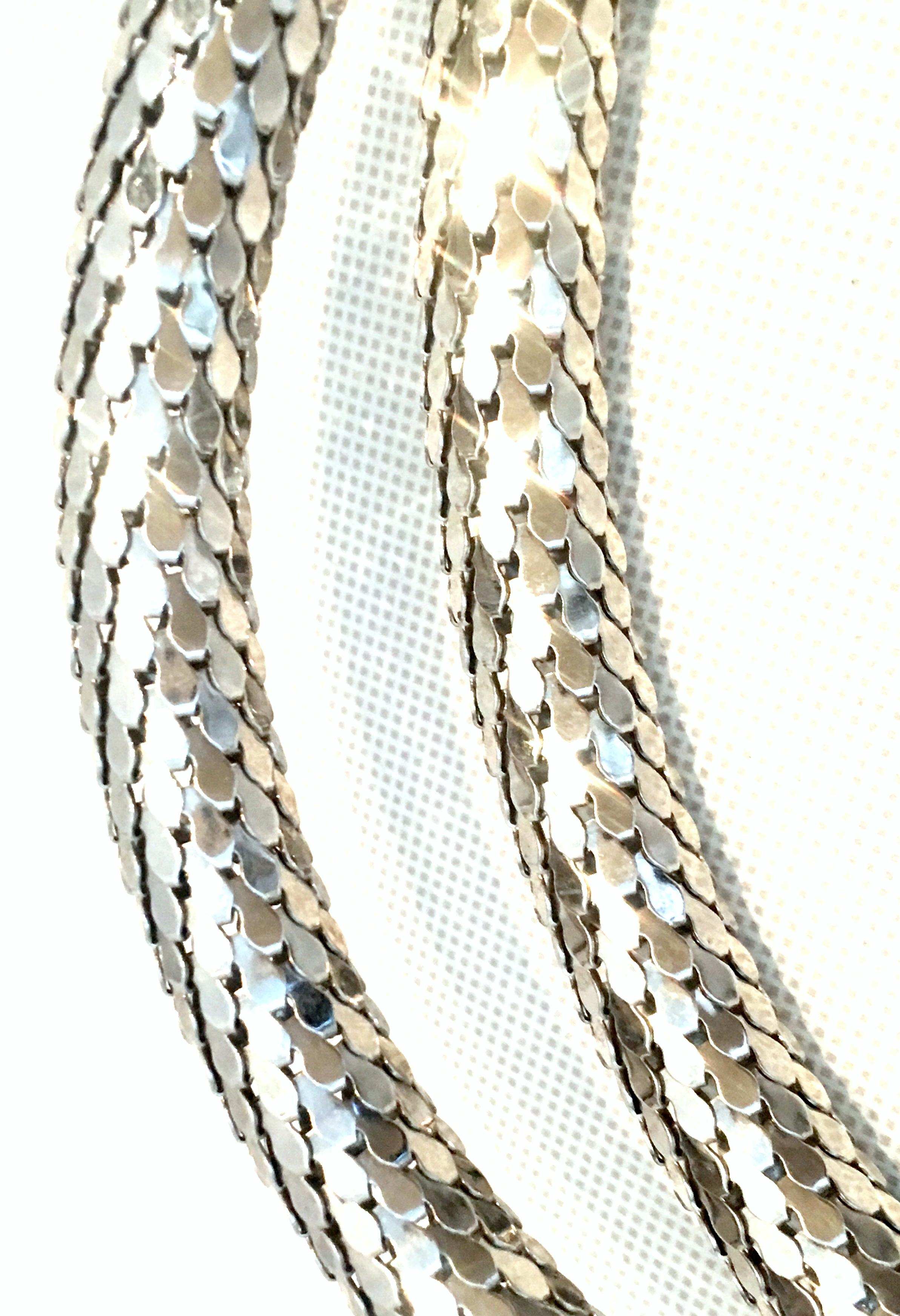 70's Silver Metal Mesh Coil Snake Necklace By, Whiting & Davis In Good Condition In West Palm Beach, FL