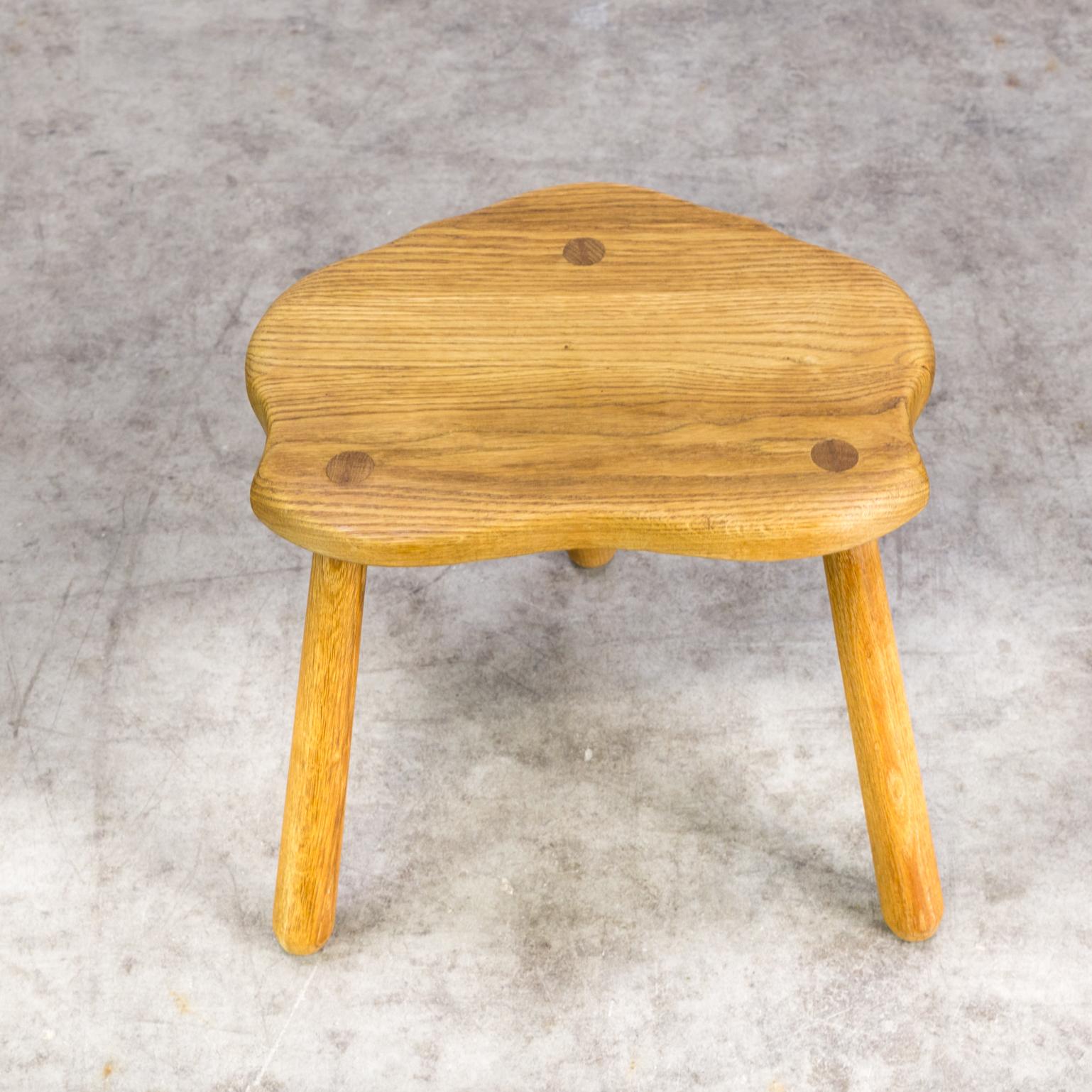 Late 20th Century 1970s Smoked Oak Wooden Stool For Sale