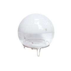 Space Age Lamp White and Clear Blown Glass Shade Italian Design Mangiarotti