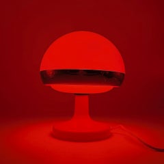 70s Space Age Mushroom Lamp in Orange and Chrome - New Old Stock