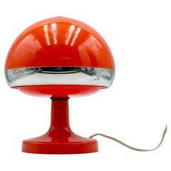 70s Space Age Mushroom Lamp in Orange and Chrome - New Old Stock