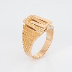 70s Square Ring Sz 9 Vintage 14k Yellow Gold Wide Geometric Band Fine Jewelry