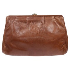 70s Stadium Vintage brown leather logoed maxi pochette