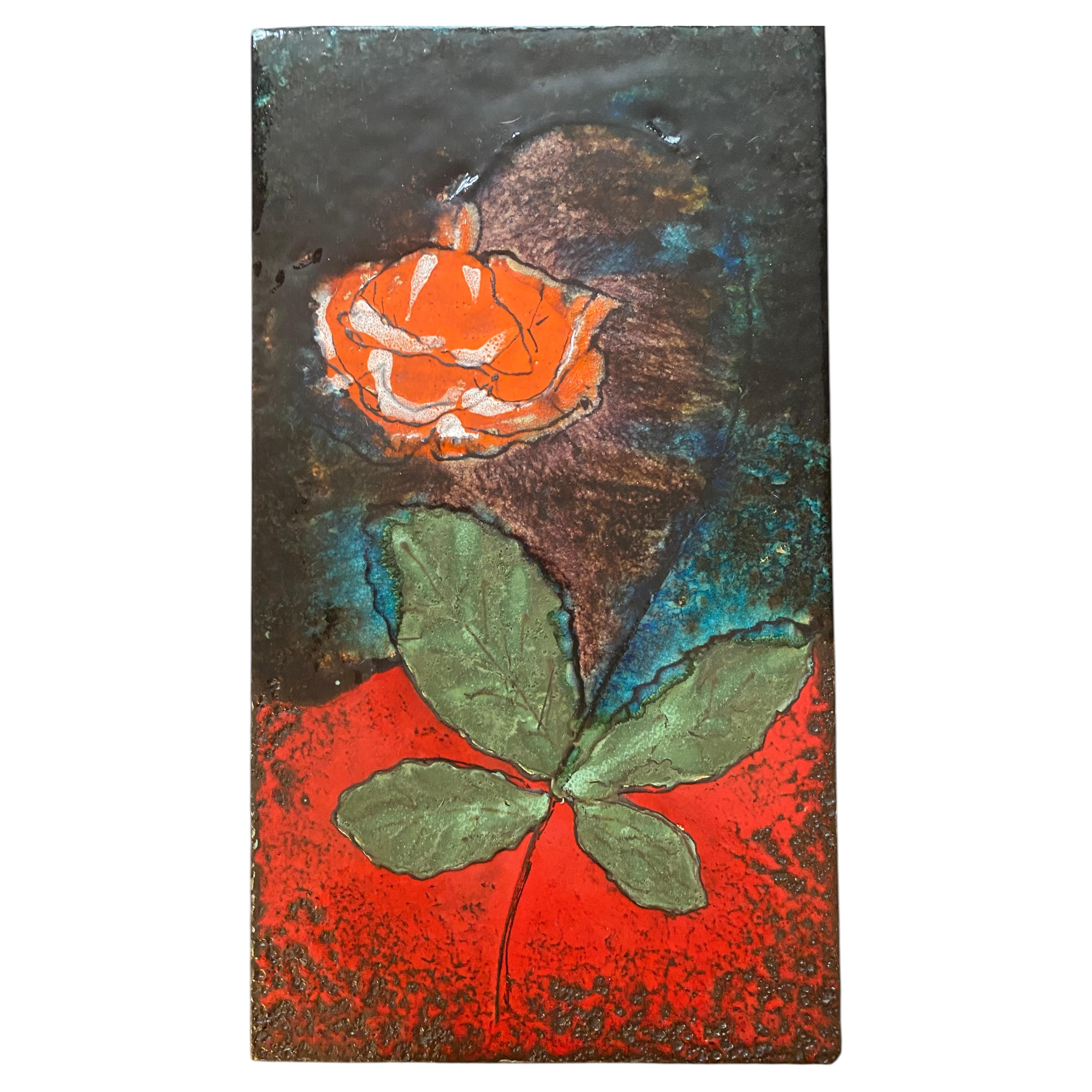 70’s Stoneware Wall Plaque Flower