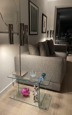 70's style futurist elegant Tristar tubular Brass Table Lamp in Polished Nickel