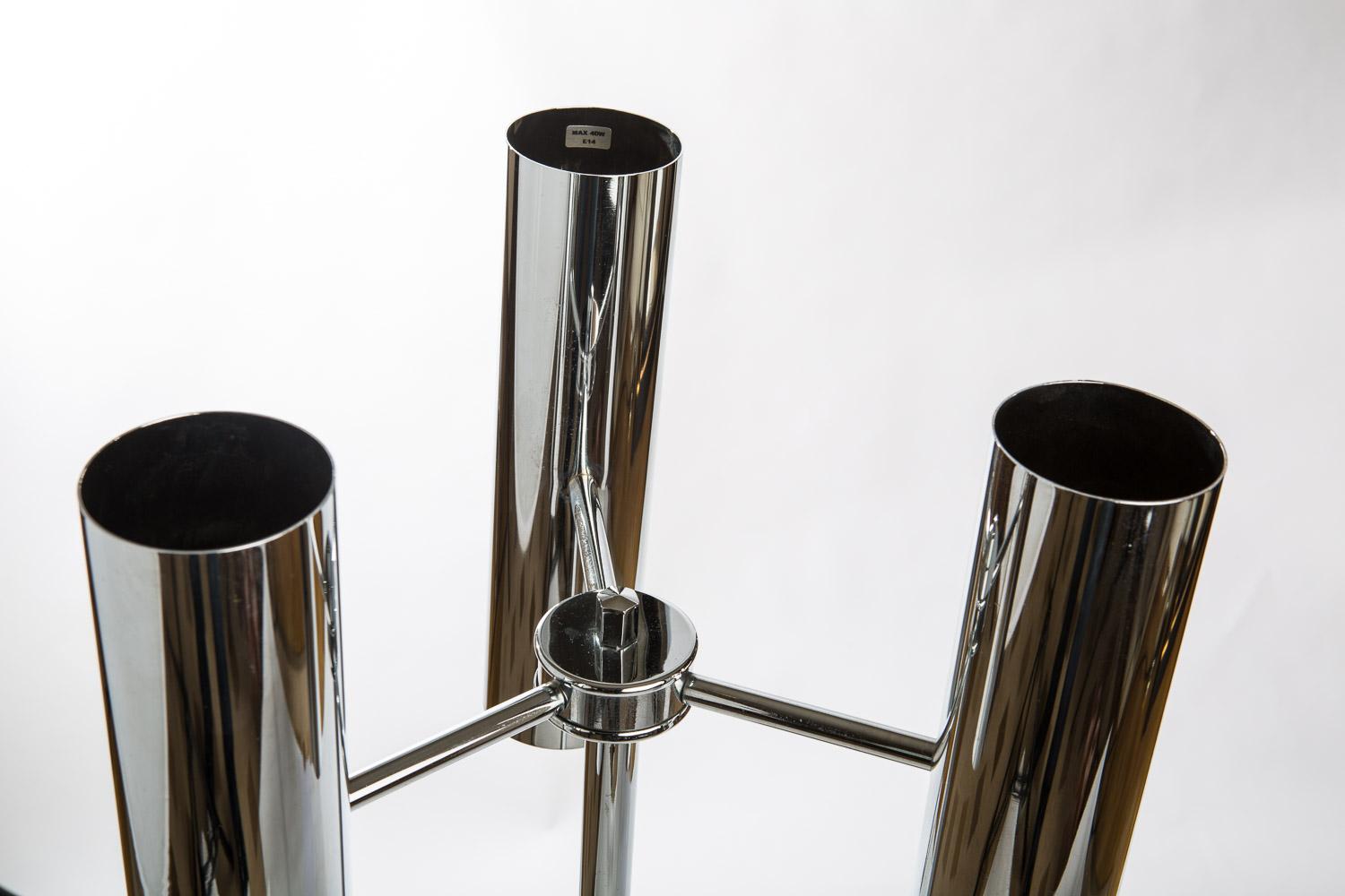 Lámpara de sobremesa de latón tubular Tristar de estilo futurista elegante de los años 70 en níquel pulido en Excelente estado para la venta en London, GB