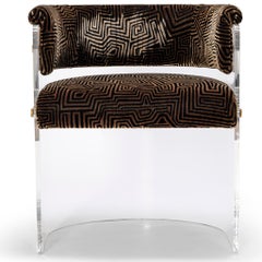 70’s Style Space Age Acrylic Dining Chair with Velvet Upholstery by Egg Designs