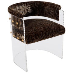70’s Style Space Age Acrylic Dining Chair with Velvet Upholstery by Egg Designs