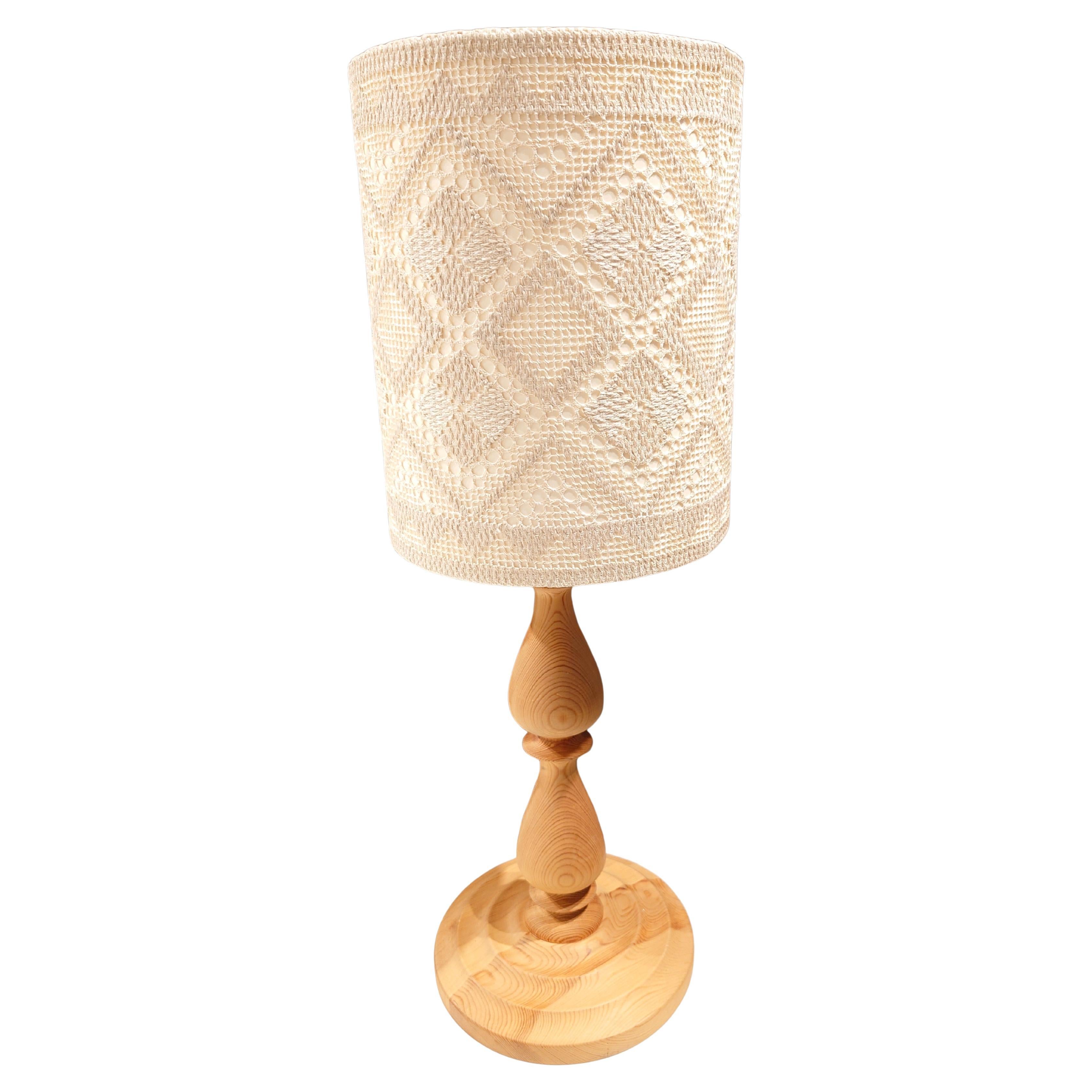 70s Swedish pine table lamp mid century modern