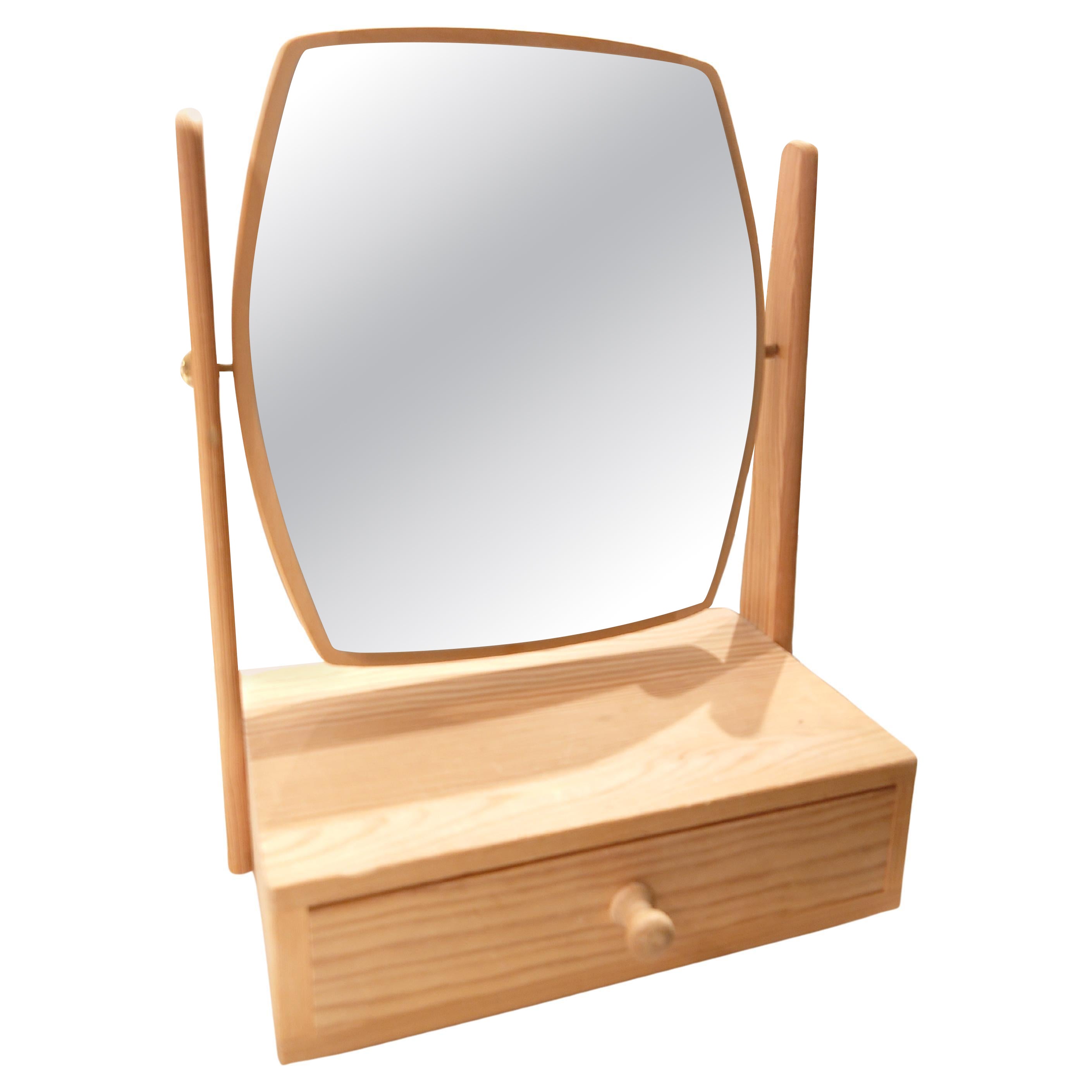 Miroir de table / Miroir de tiroir en bois moderne Mid Century des années 70 de Wood Wood. en vente