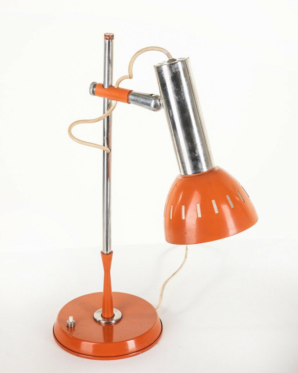 70s Table Lamp in Chrome Metal and Orange Italian Design In Good Condition In None, IT