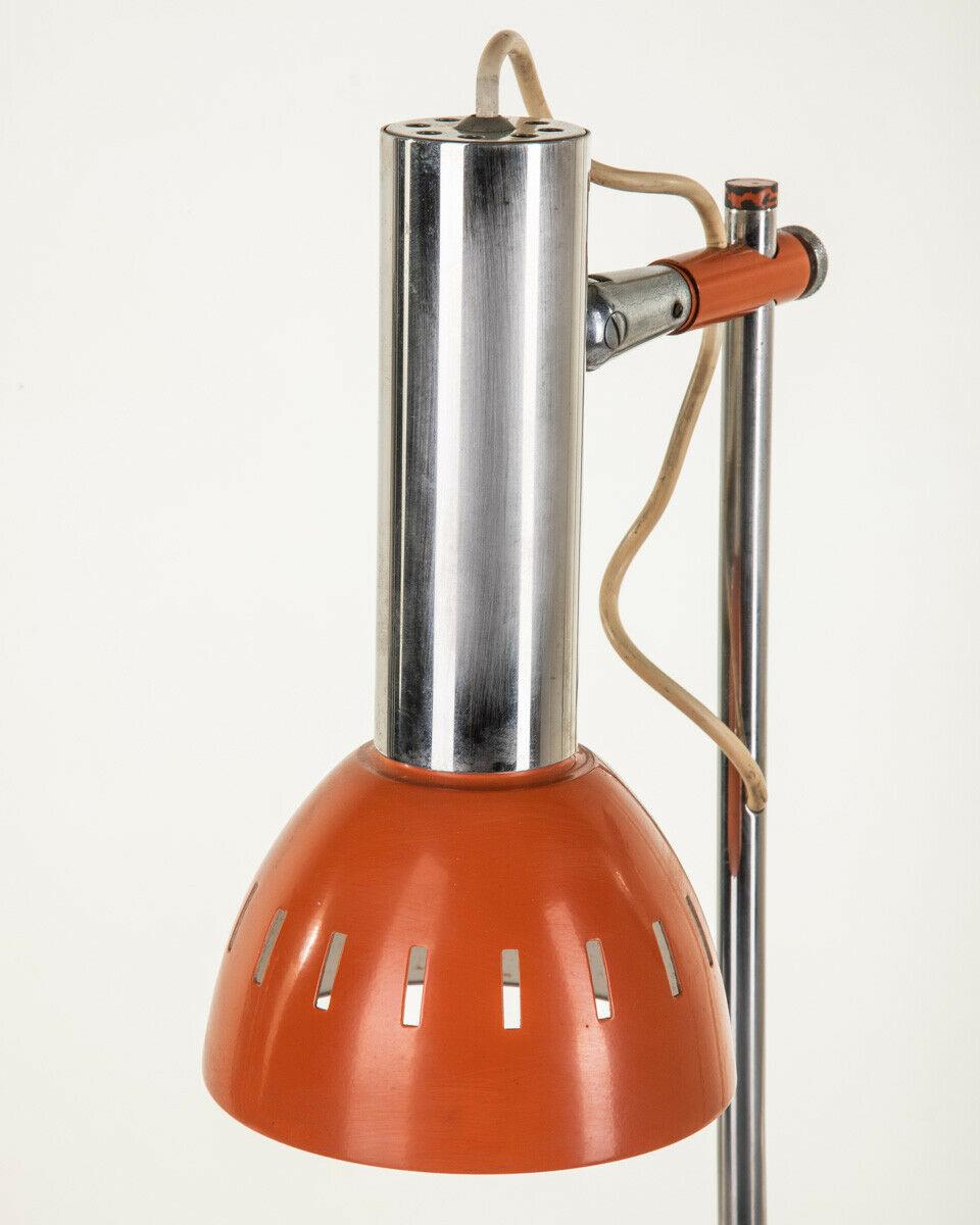 Late 20th Century 70s Table Lamp in Chrome Metal and Orange Italian Design