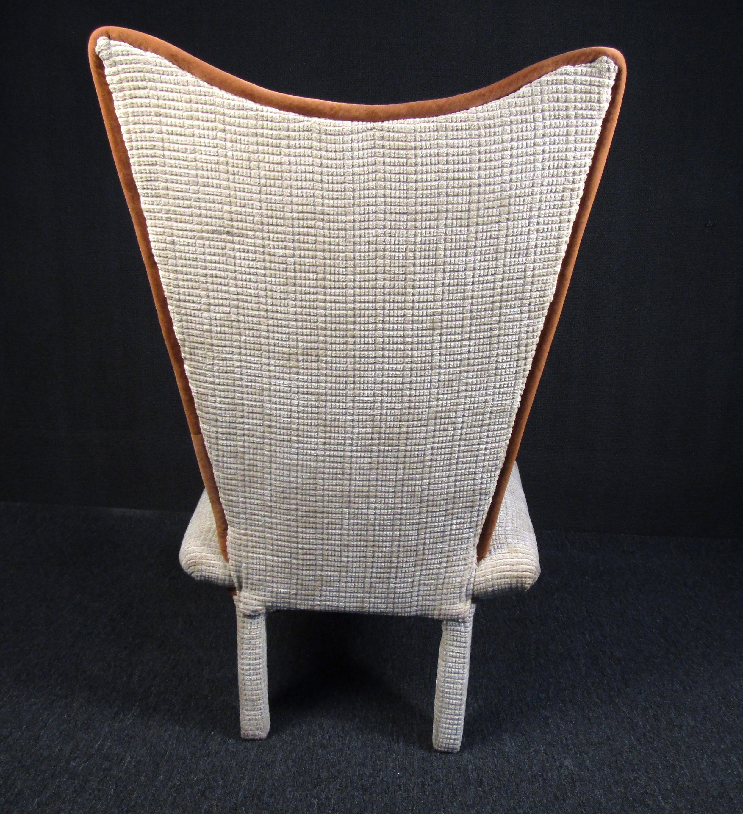 Upholstery 1970s Tall Wingback Mid-Century Modern Chair