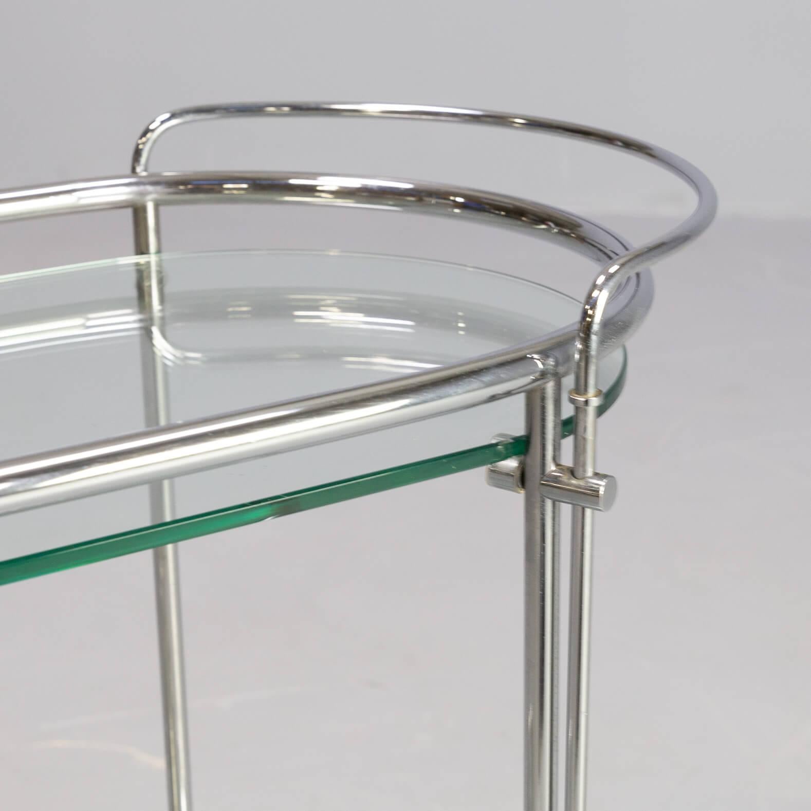 70s Tea Table Serving Trolley in Chrome and Glass for Gallotti & Radice For Sale 4