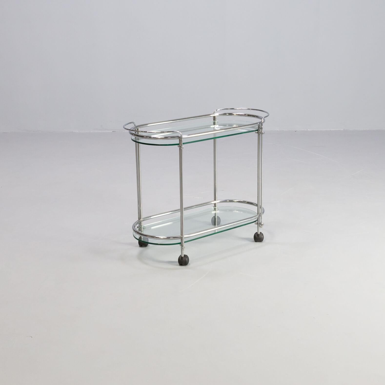 Italian 70s Tea Table Serving Trolley in Chrome and Glass for Gallotti & Radice For Sale