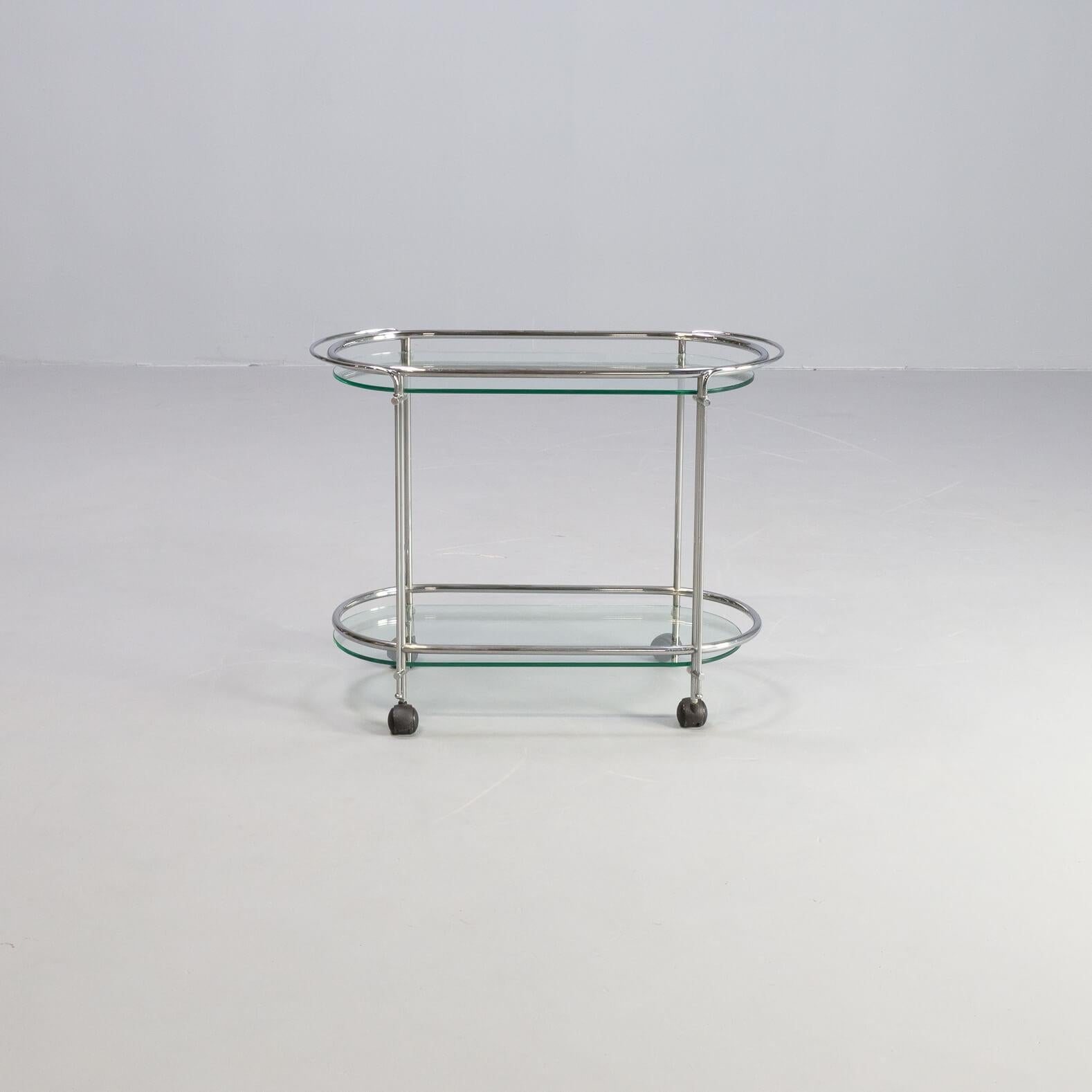 70s Tea Table Serving Trolley in Chrome and Glass for Gallotti & Radice In Good Condition For Sale In Amstelveen, Noord