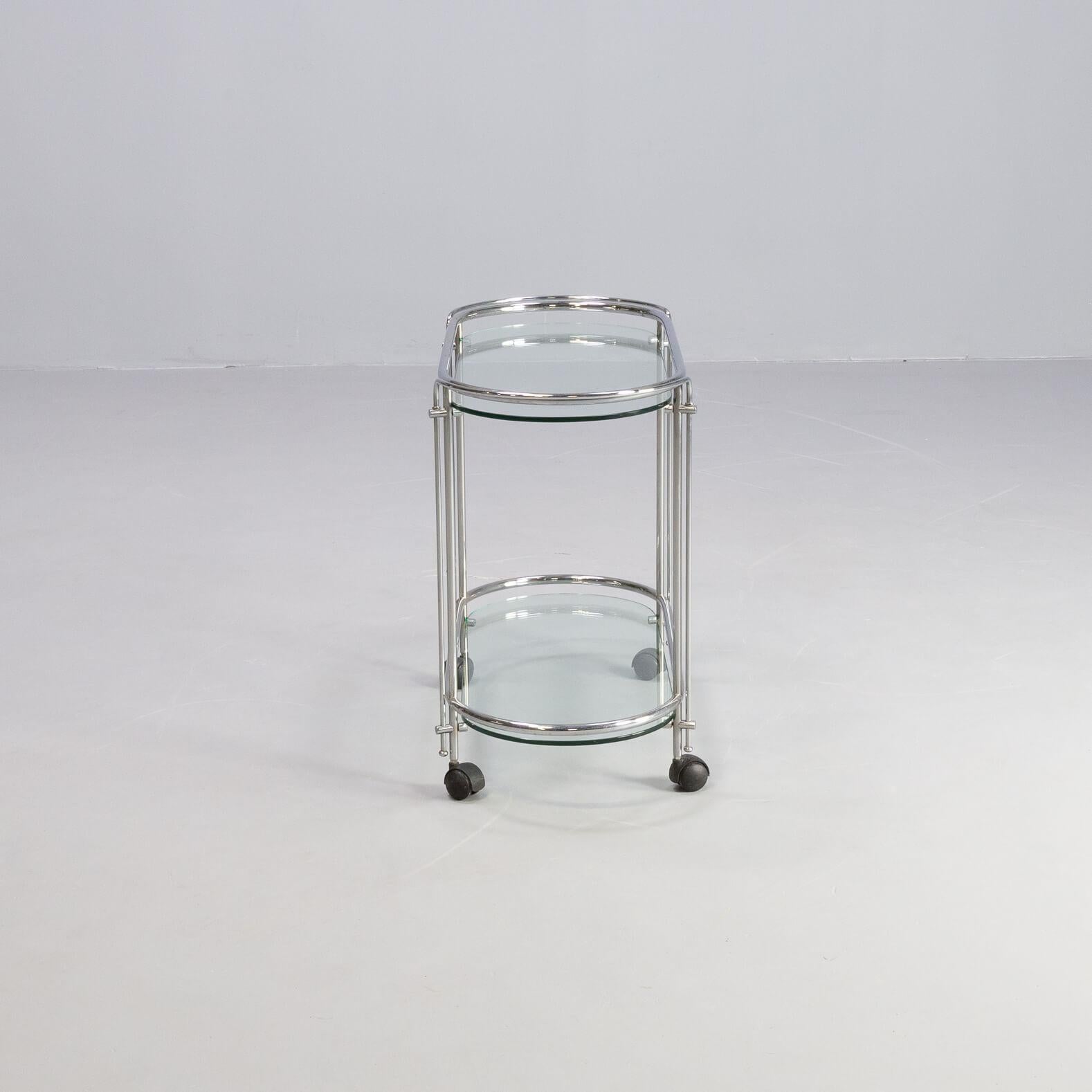 70s Tea Table Serving Trolley in Chrome and Glass for Gallotti & Radice For Sale 1